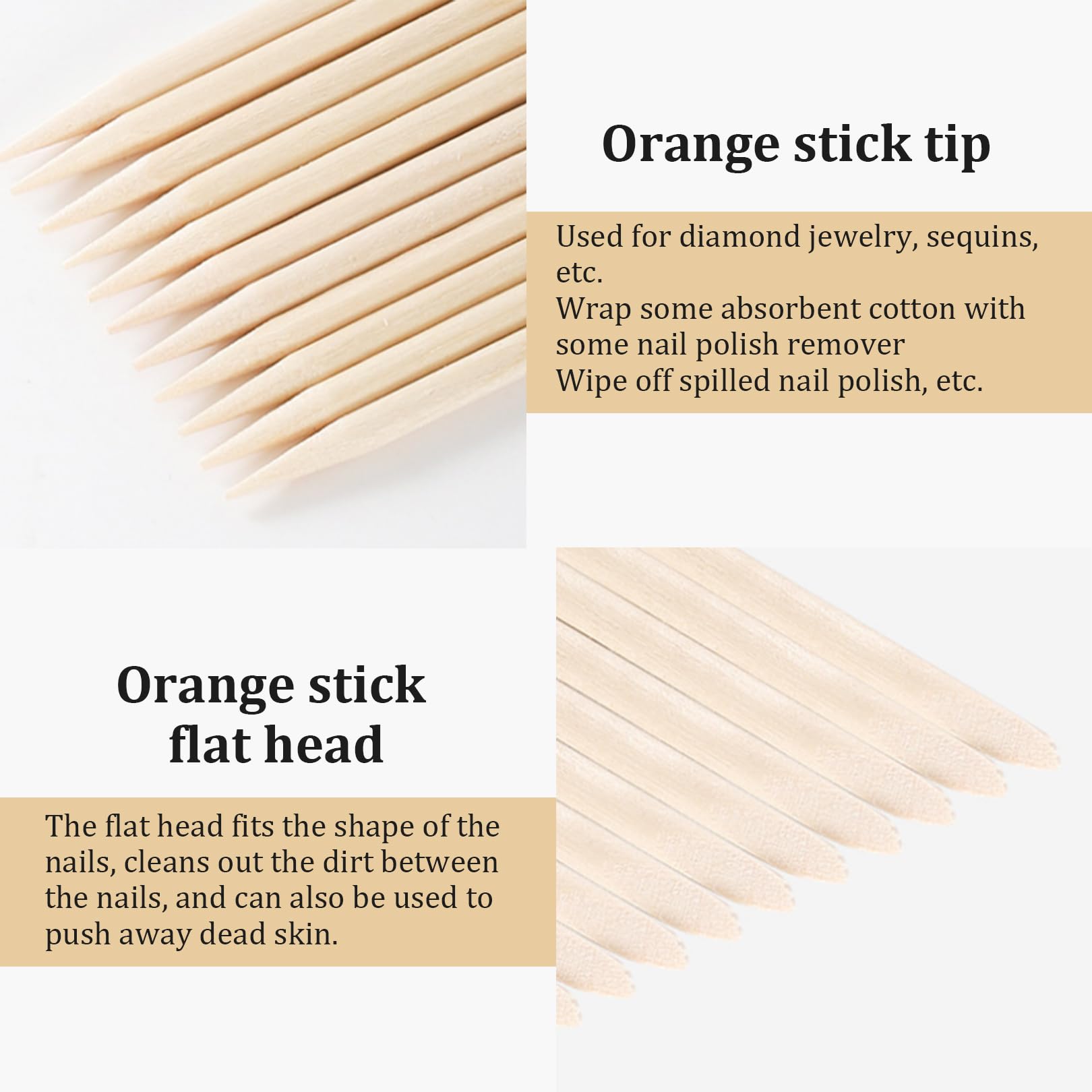 Lot de 100 bâtonnets en bois de rose - Outils de manucure professionnels - Bâtonnets à cuticules en bois d'oranger - Pour outil professionnel - Avec taille-crayon et côté plat