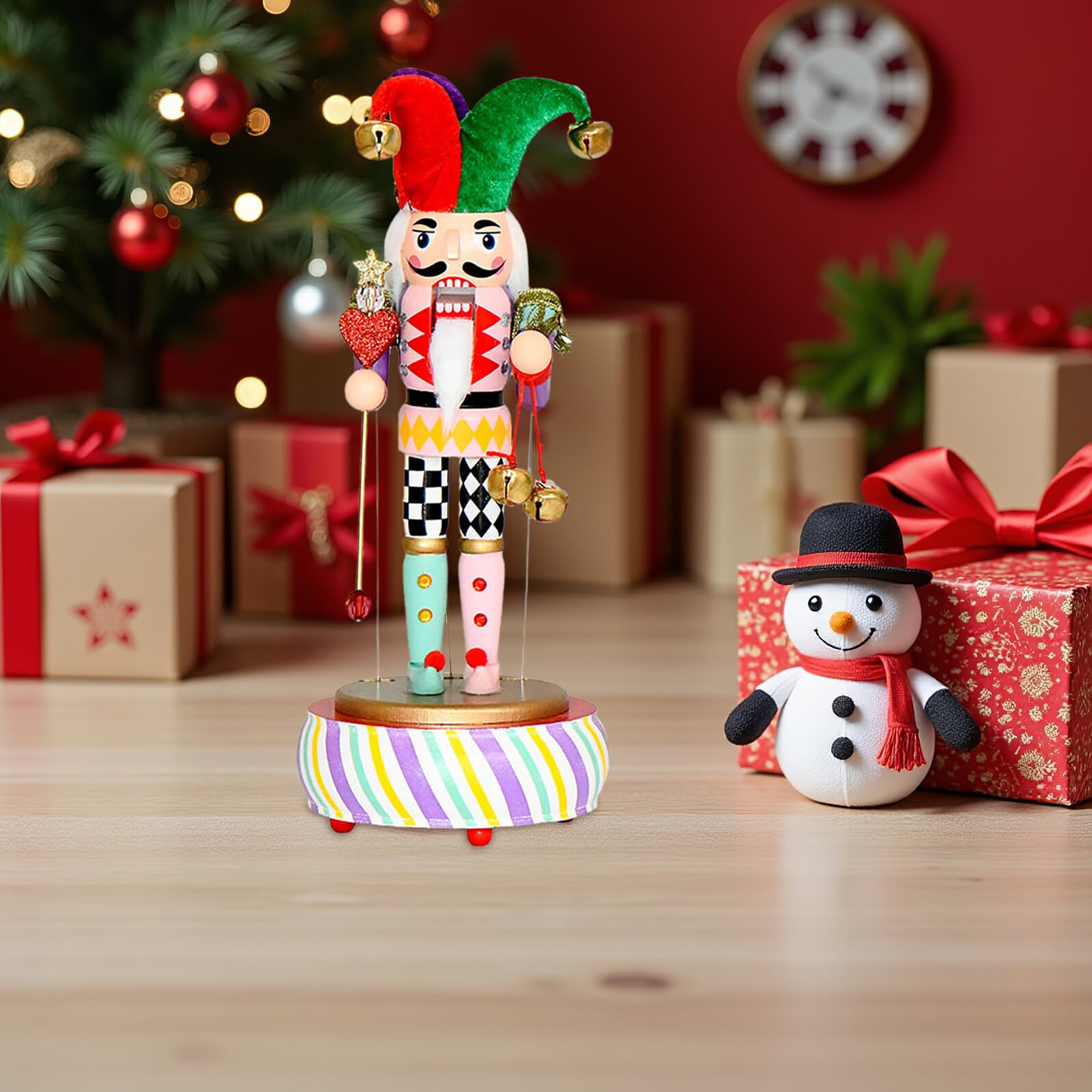 Weihnachts Nussknacker Spieluhr Kompakte Tischdekoration mit Clown Design Handgefertigte Musikalische Nussknacker Figur für Festliche Weihnachtsstimmung
