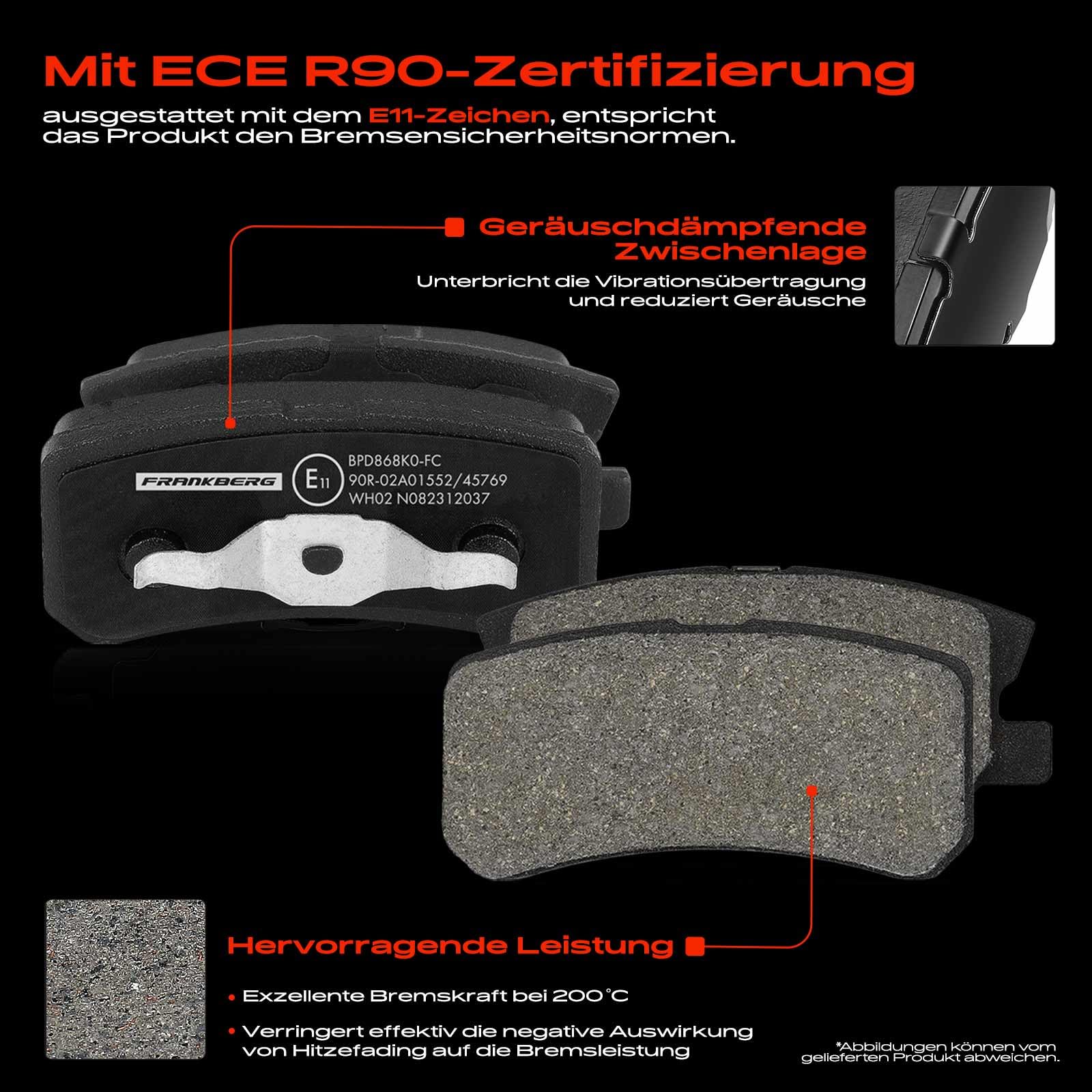 Frankberg 2x Bremsscheiben + 4x Bremsbeläge Hinten 4615A035 | Kompatibel mit Lancer VIII Sportback CXA, C-Crosser Enterprise VU VV, C-Crosser VU VV, Lancer VIII CYA CZA, Outlander II CWW