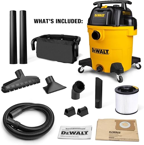 Miniatura 6 de DEWALT Aspiradora húmeda/seca de poliéster de 12 galones, aspiradora de taller de 5.5 HP, aspiradora húmeda para taller, sitio de trabajo, área