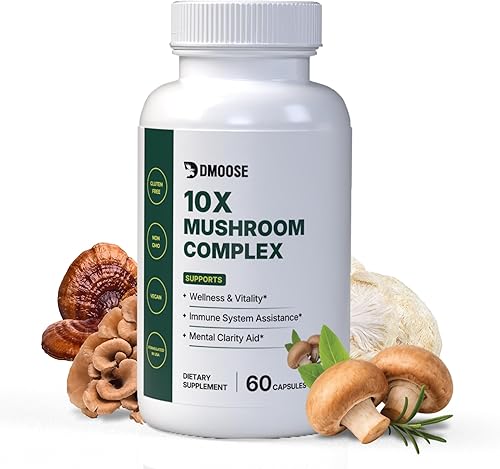 Miniatura 12 de Complejo de hongos melena de leones, mezcla adaptogénica 5 en 1 - Cápsulas de extracto de león, chaga, maitake, shiitake y reishi, suplemento