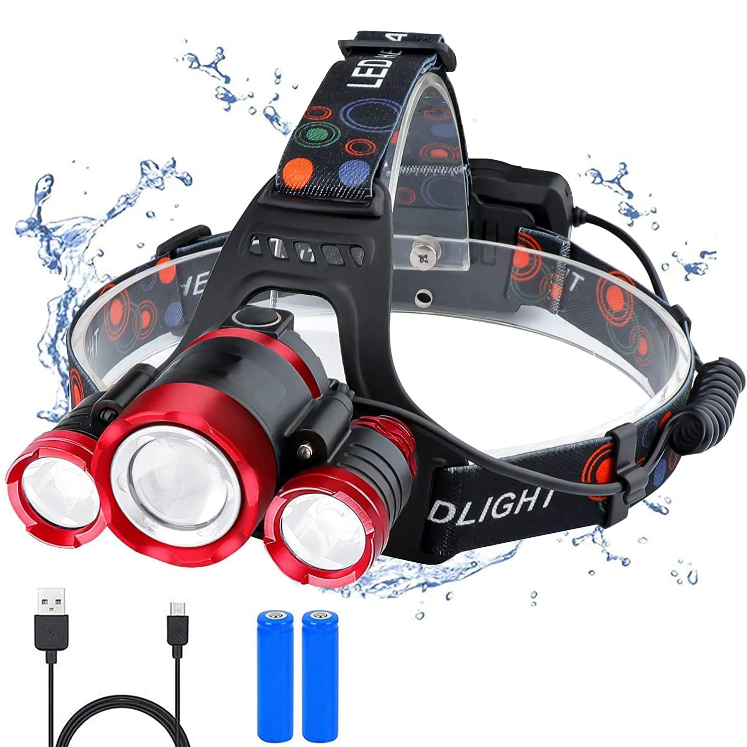 Astor Headlamp (Super Bright 15000 Lumen with 4 Modes) USB Rechargeable Headlight Torch Head Torches Powerful for Outdoor Safety Hiking Camping Hunting Climbing Cycling Walking Fishing