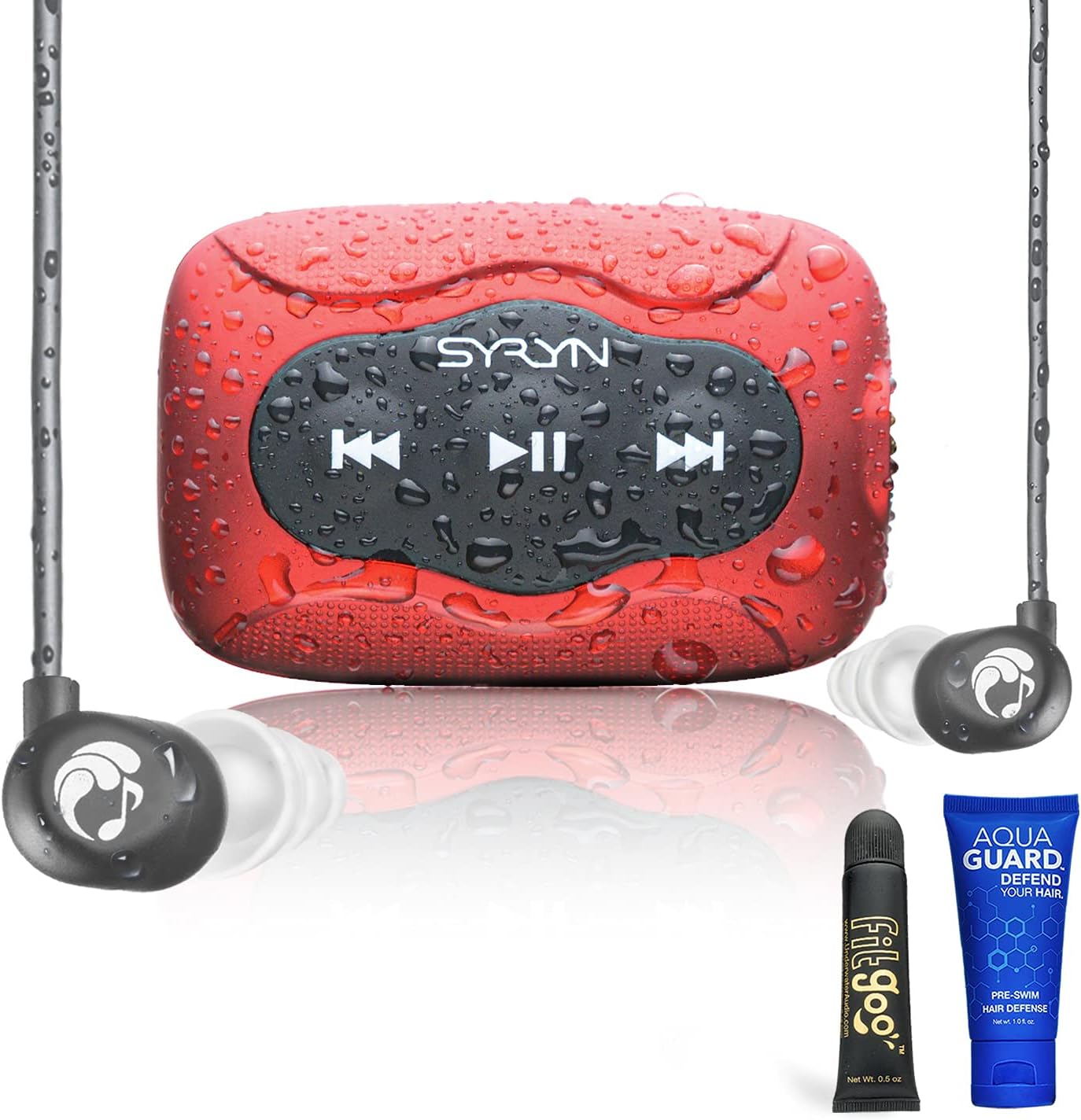 Swimbuds Flip Headphones and 8 GB SYRYN Waterproof MP3