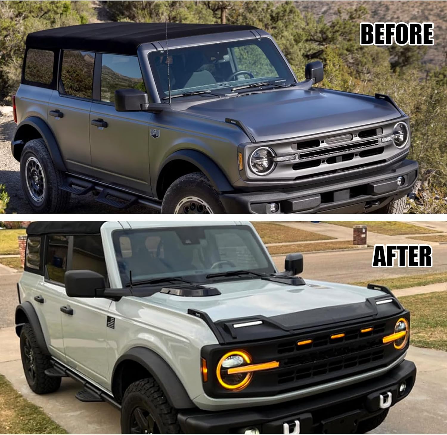 Hood Vent Trim Cover Compatible with Ford Bronco 2/4 2026 2025 2024 2023 2022 2021 Gloss Black Air Vent Outlet Grille Cover Trim(Not for Bronco Sport Not for Raptor)
