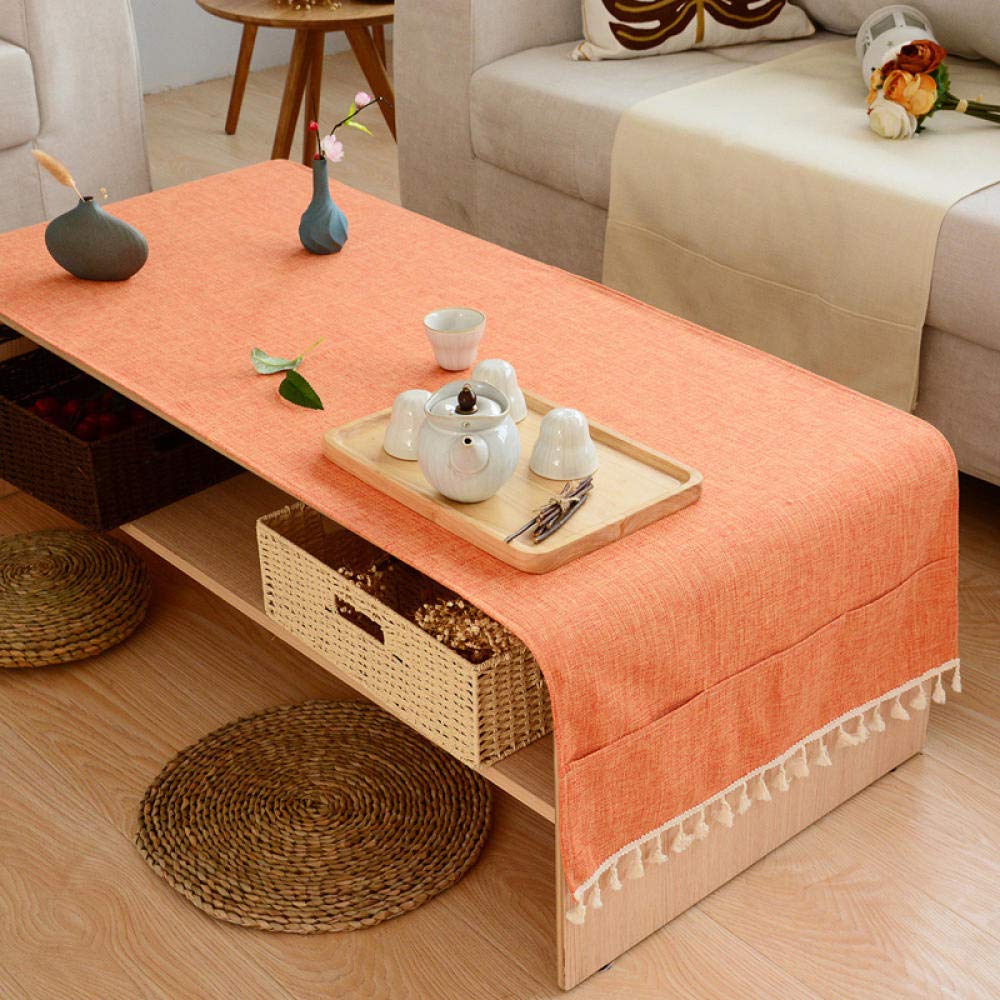 Nappe rectangulaire en coton et lin 50x150 cm beige élégante