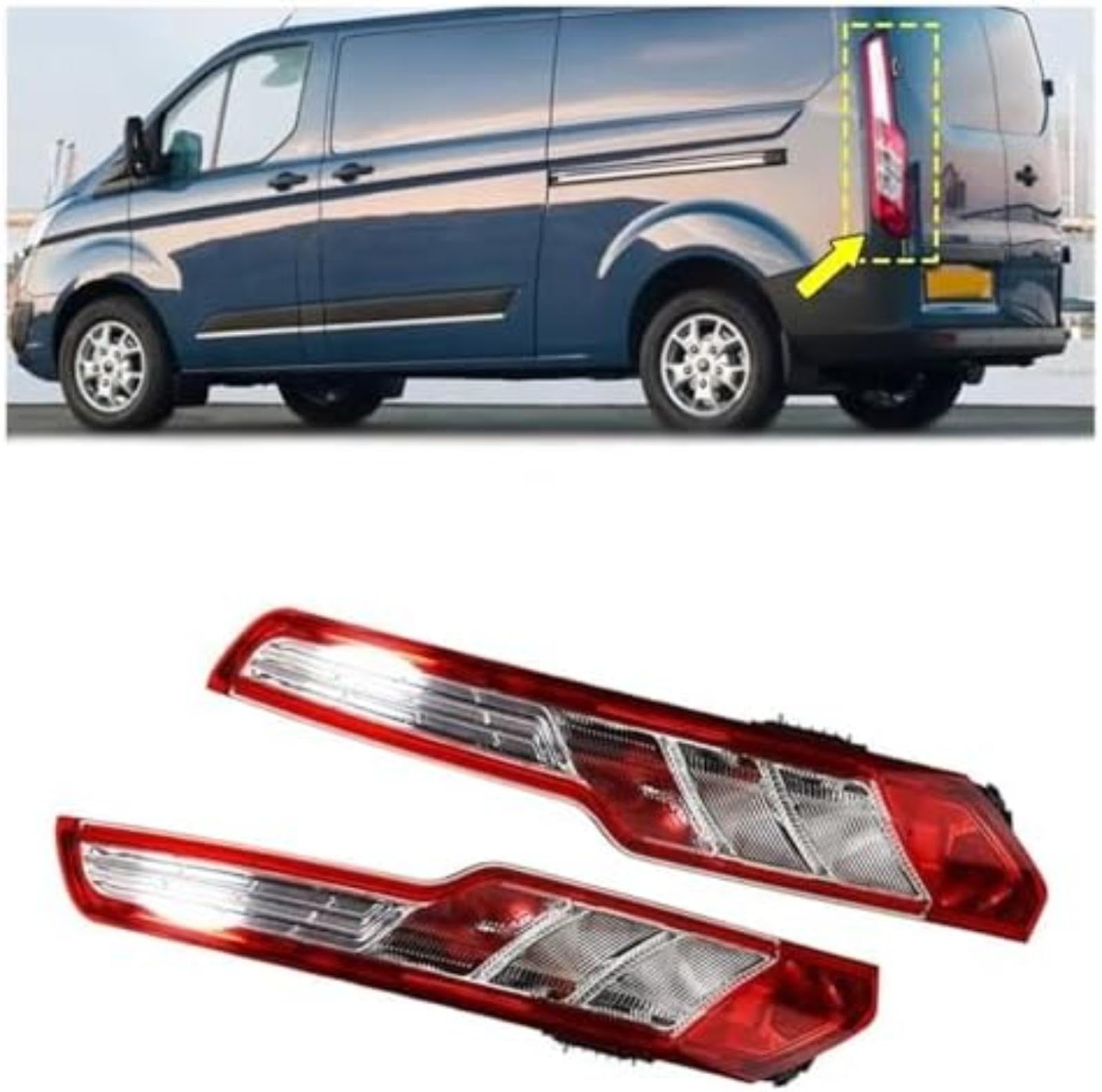 Riflettore paraurti posteriore, per transito, per Custom 2013-2018-2022 Fanale posteriore per auto Indicatore di direzione Alloggiamento della lampada senza lampadina (Only (Only Left)