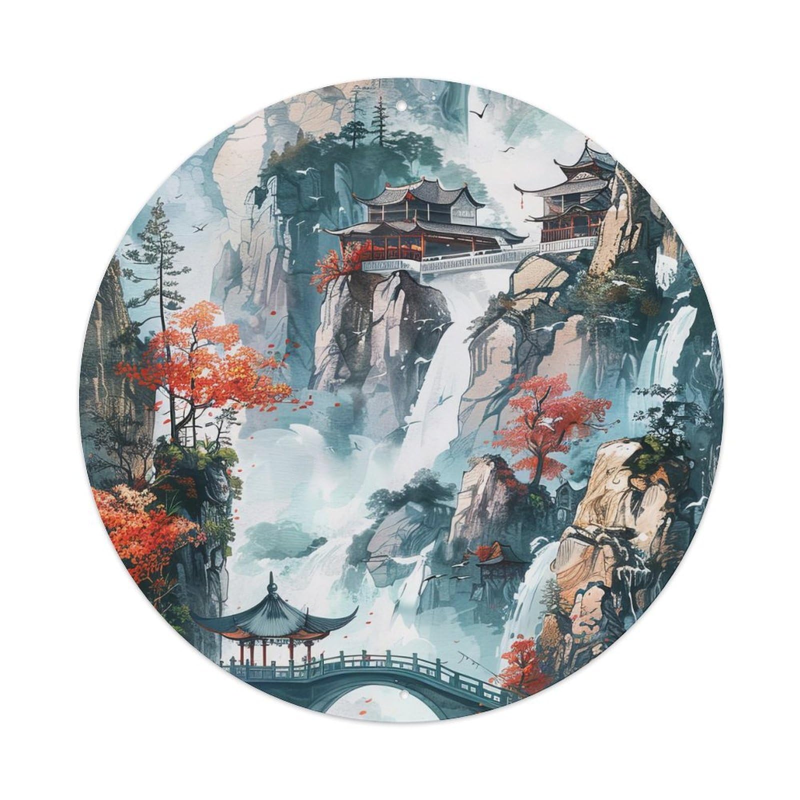 Waterfall Autumn Rock Bridge Mystery Vintage Metal Tin Sign Plaque
