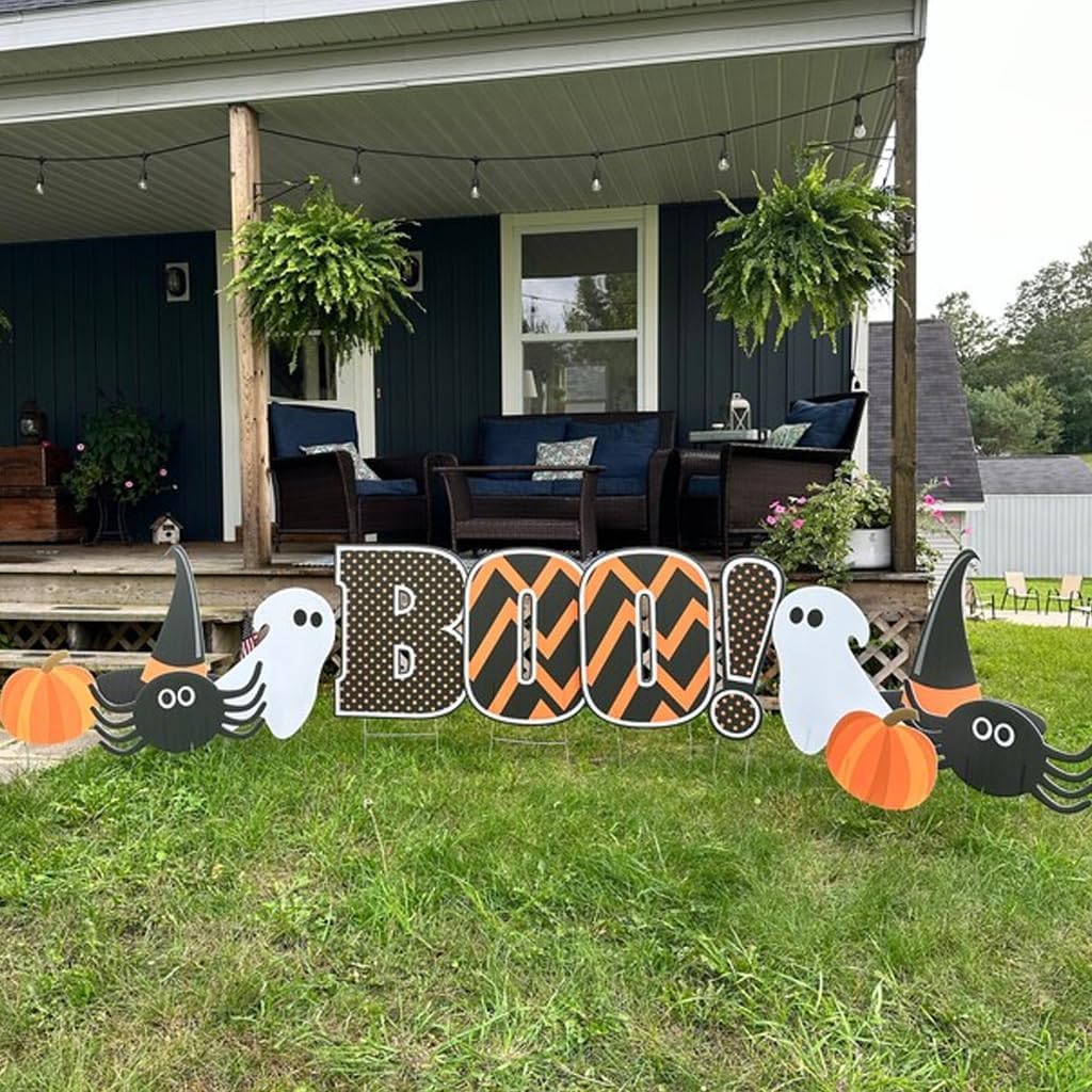 VictoryStore Halloween Decorations Outdoor: Chevron Boo Halloween Yard Decorations 12pcs Includes Stakes, 12858