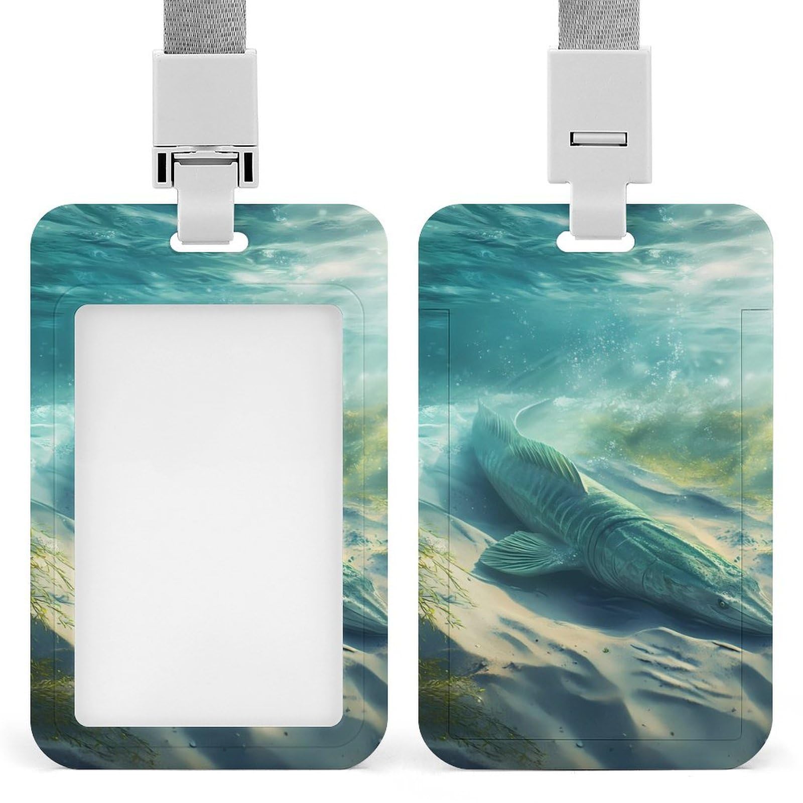 Sturgeon Fish ID Badge Holder with Lanyard Vertical ID Card Holder for Travel Office Work