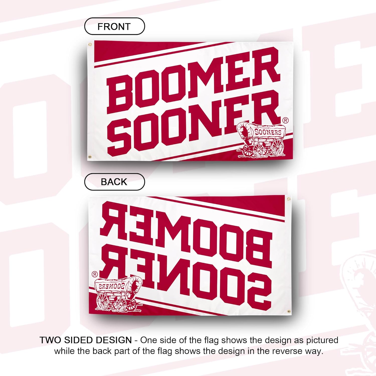 Desert Cactus University of Oklahoma UO Flag - 3 x 5 Feet Sooners Banner, Indoor/Outdoor Durable Fabric, 100% Polyester Design (Style I) - Image 2