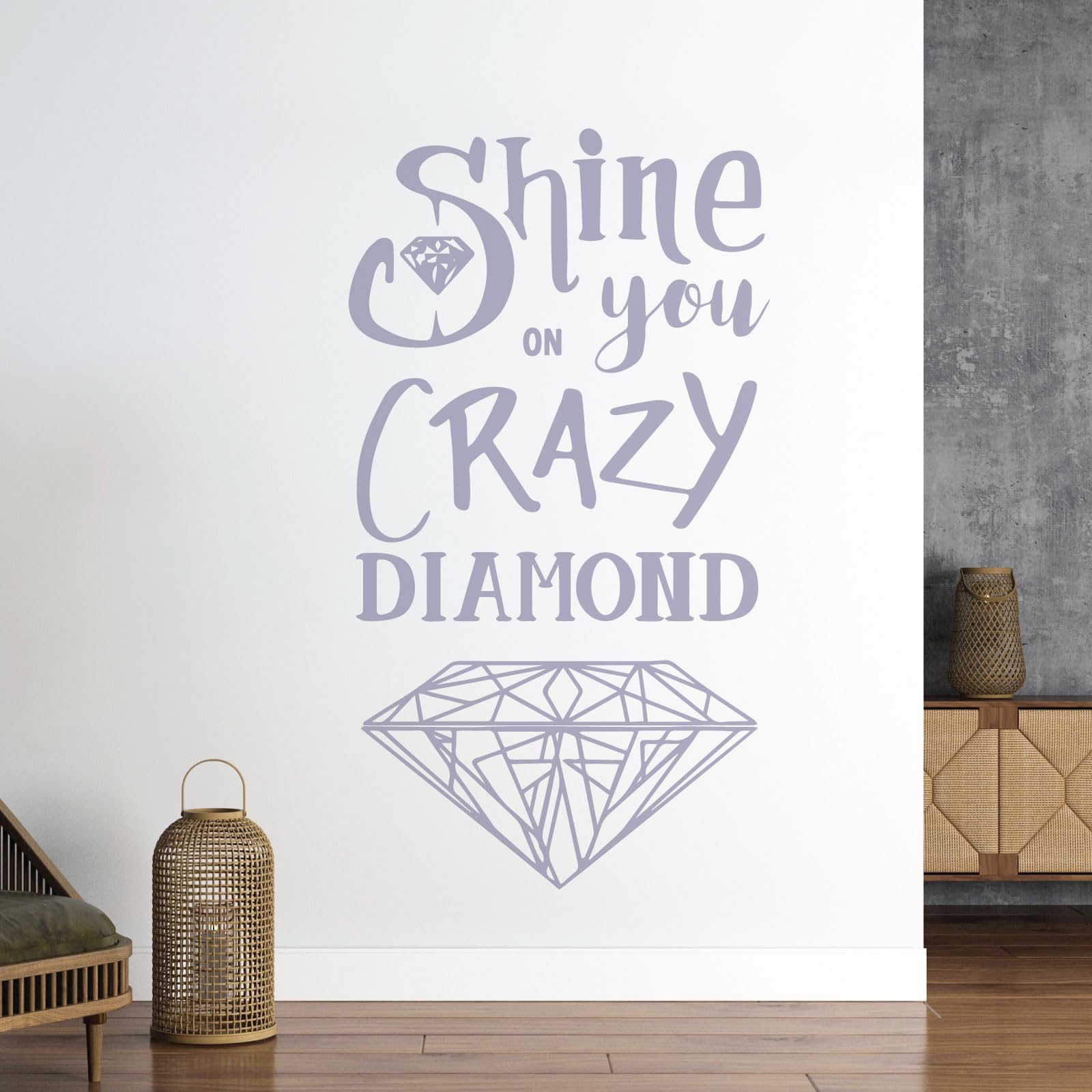 Shine on You Crazy Diamond - Lyrics Wall Quote, Wall Art Sticker [Large] [Light Grey]