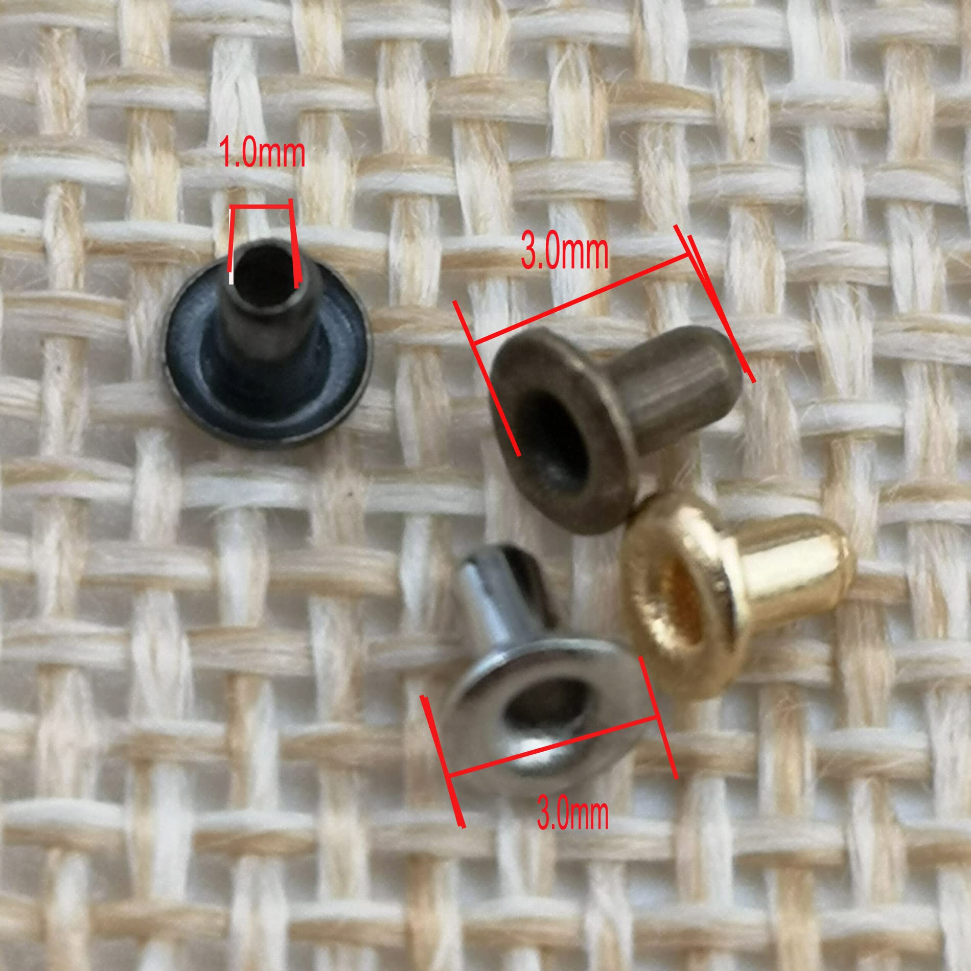 Remaches Huecos Doble Cabeza En Latón E Inoxidable - Varios Tamaños (6mm, 7mm, 9mm, 10mm, 13mm