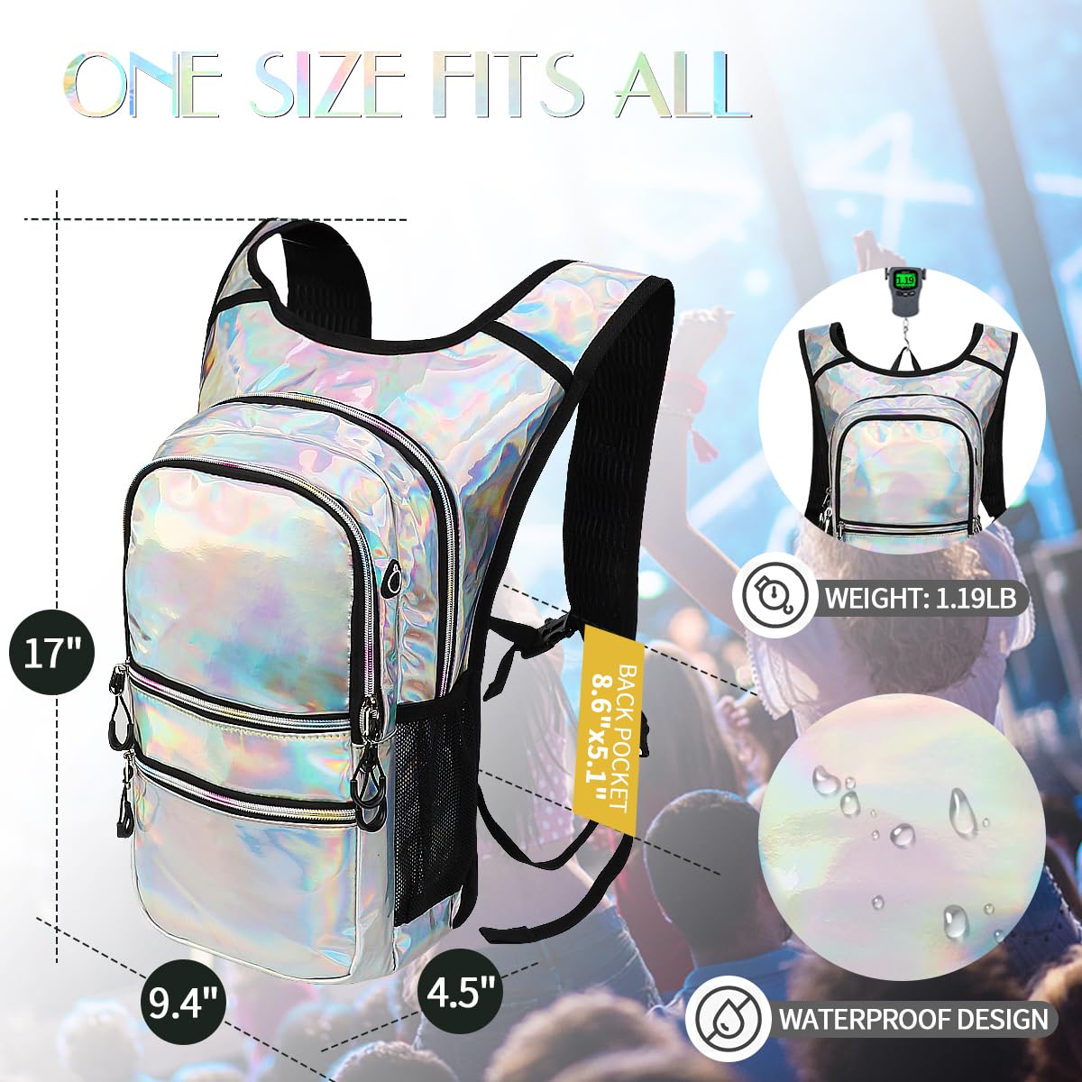 Paquete de hidratación, mochila de agua con vejiga de hidratación de 3 litros, aislamiento ligero, esencial para festivales, mochila de hidratación rave, mochila Hydropack para rave,