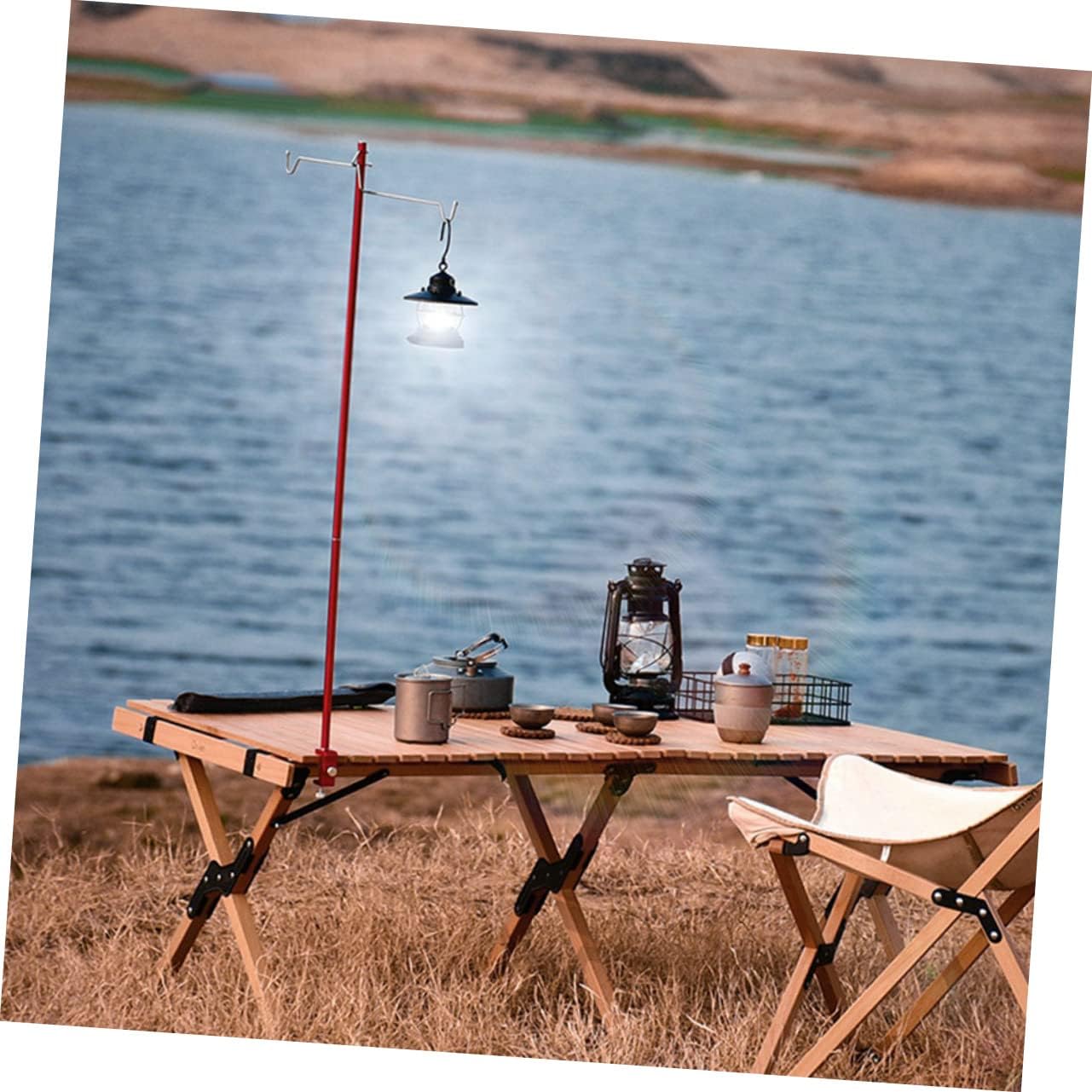 Mini Light Pole for Tent Camping Hanging Light Rack Easy to Assemble Outdoor Lamp Stand