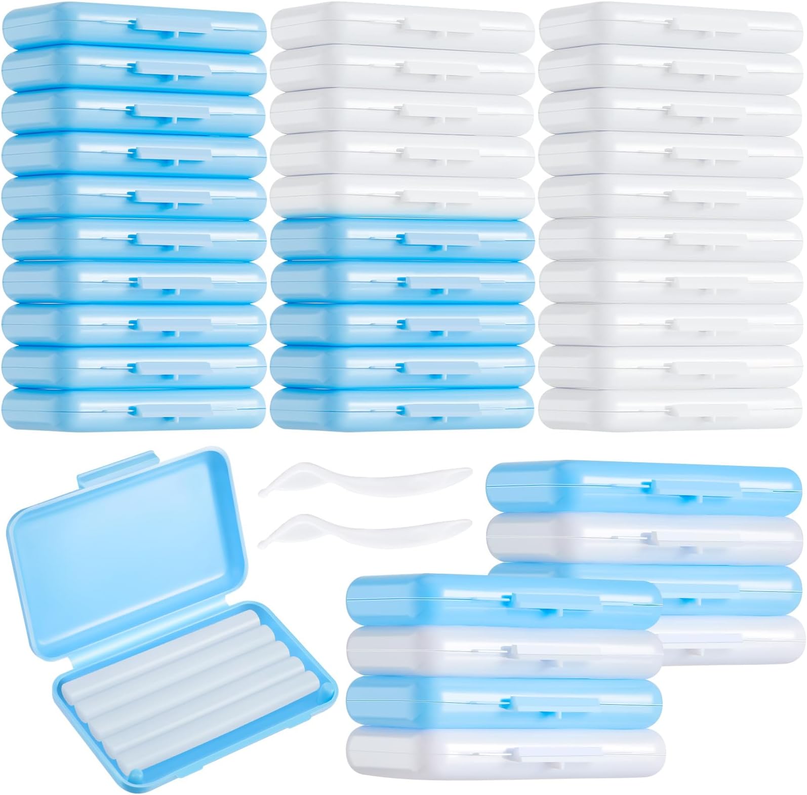 Tondiamo 40 Pack Clear Braces Wax for Teeth Dental Wearer Orthodontic Tooth Wax for Braces and Oral Appliances with Colorful Storage Case and Smell(Original, Mint)