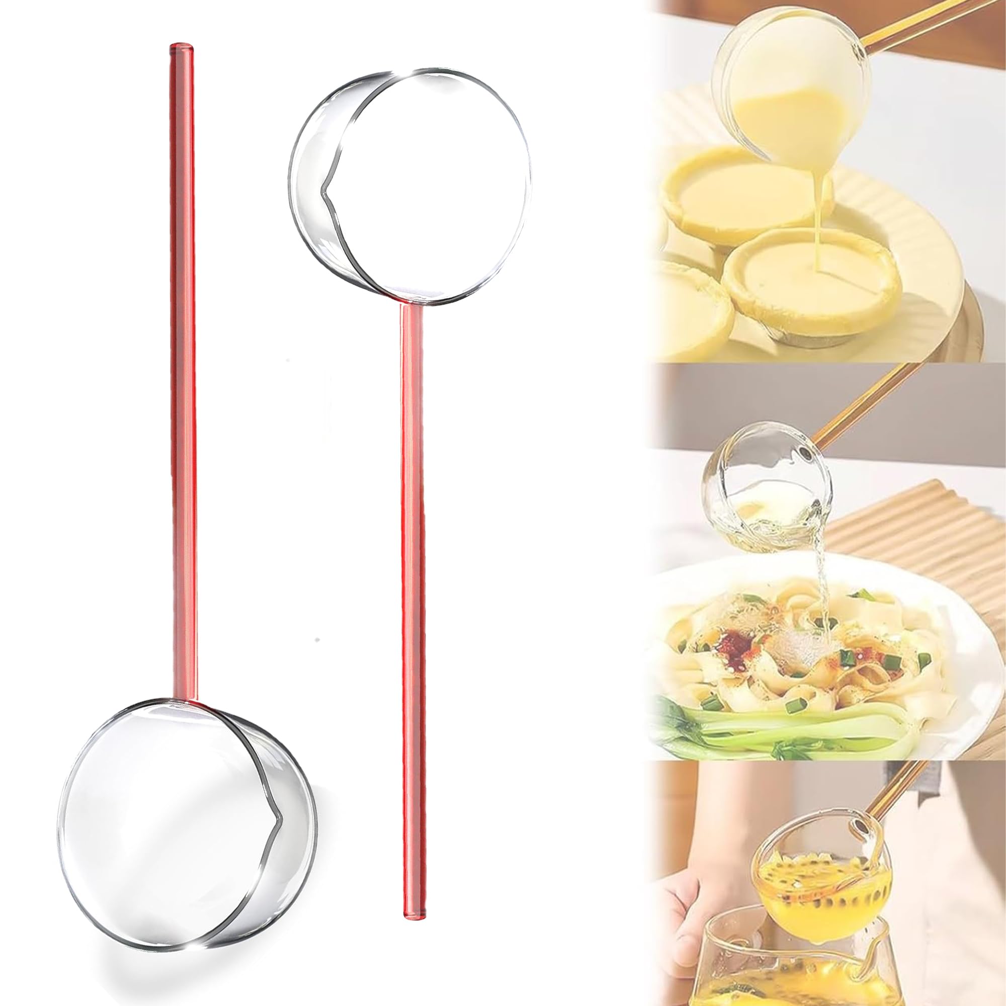 Glass Stirring Spoon, Heat-Resistant Borosilicate Glass, Long Reusable Coffee & Tea Stirrer, Elegant Clear Glass Spoon for Mixing Drinks, Kitchen & Bar Use, Eco-Friendly & Dishwasher Safe (Pack of 2)