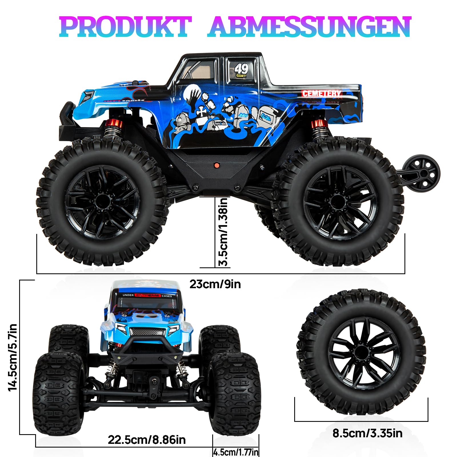 40 KM/H Ferngesteuertes Auto,1:18 RC Auto Ferngesteuert Monstertruck RC Car | Schnelles Ferngesteuertes Auto Monster Truck für Erwachsene RC Auto Ferngesteuert für Jungen