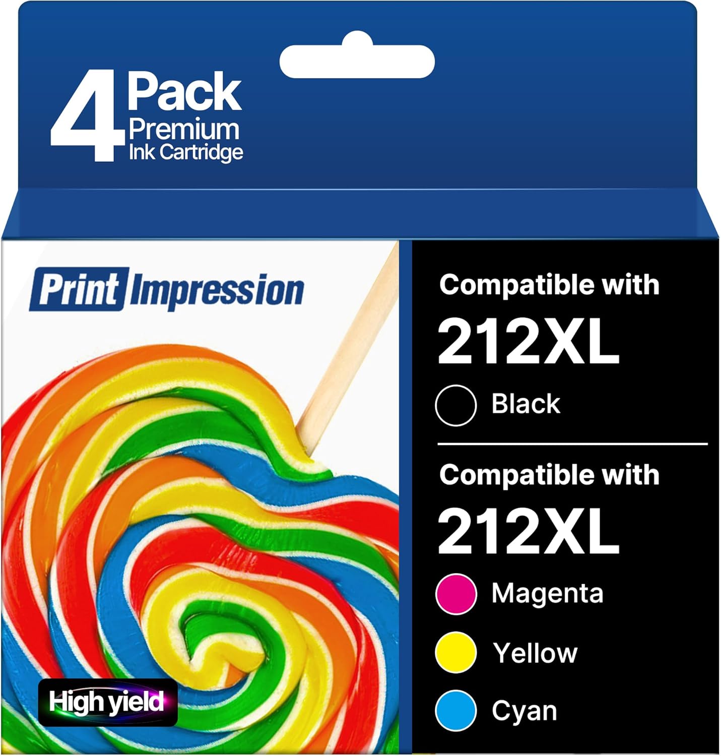 212XL Ink T212XL T212 High Capacity Remanufactured for Epson 212 Ink Cartridges for Workforce WF-2830 Color XP-4100 XP-4105 WF-2830 WF-2850 (Black, Cyan, Yellow, Magenta)
