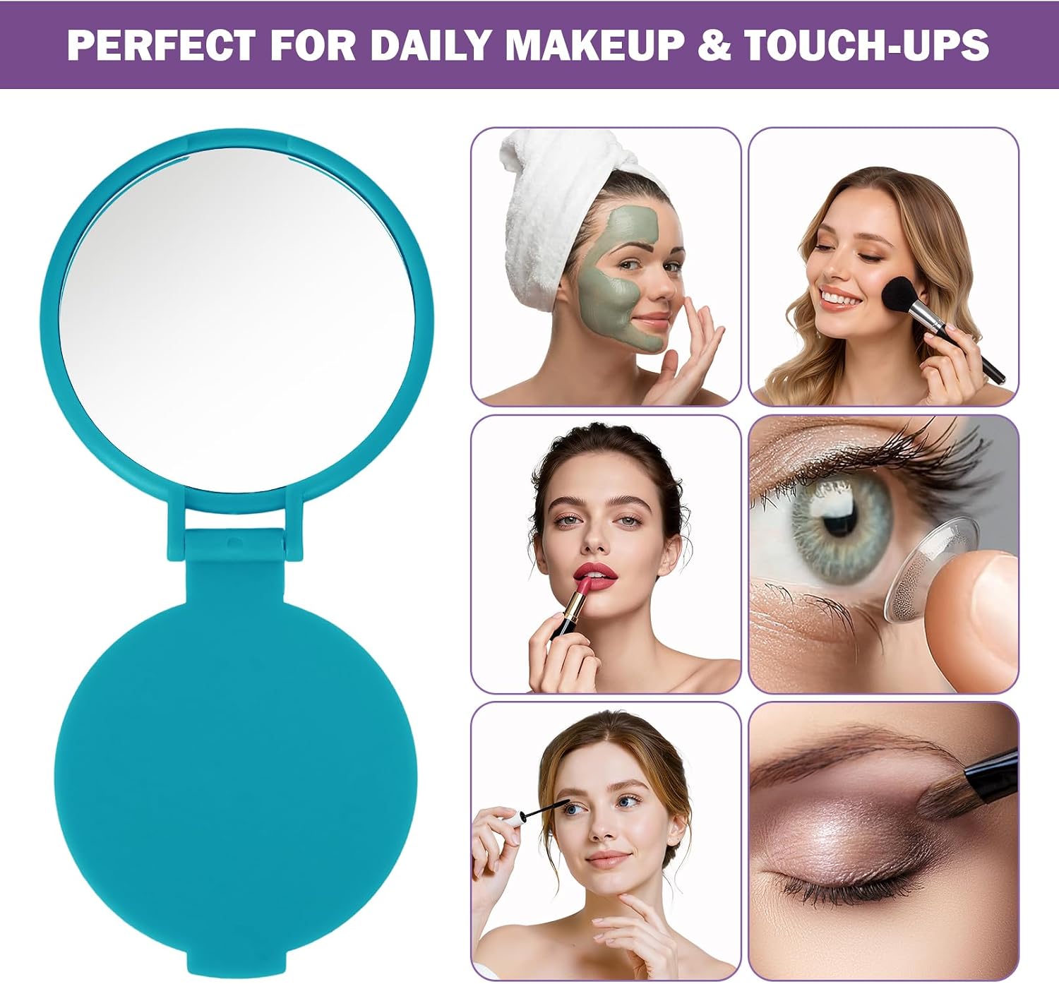 12pcs Compact Mirrors Bulk Small Portable Folding Round Makeup Stuffs for Purse Travel Makeup Party Favors for Women Girls Daily Use (Classic Colors)