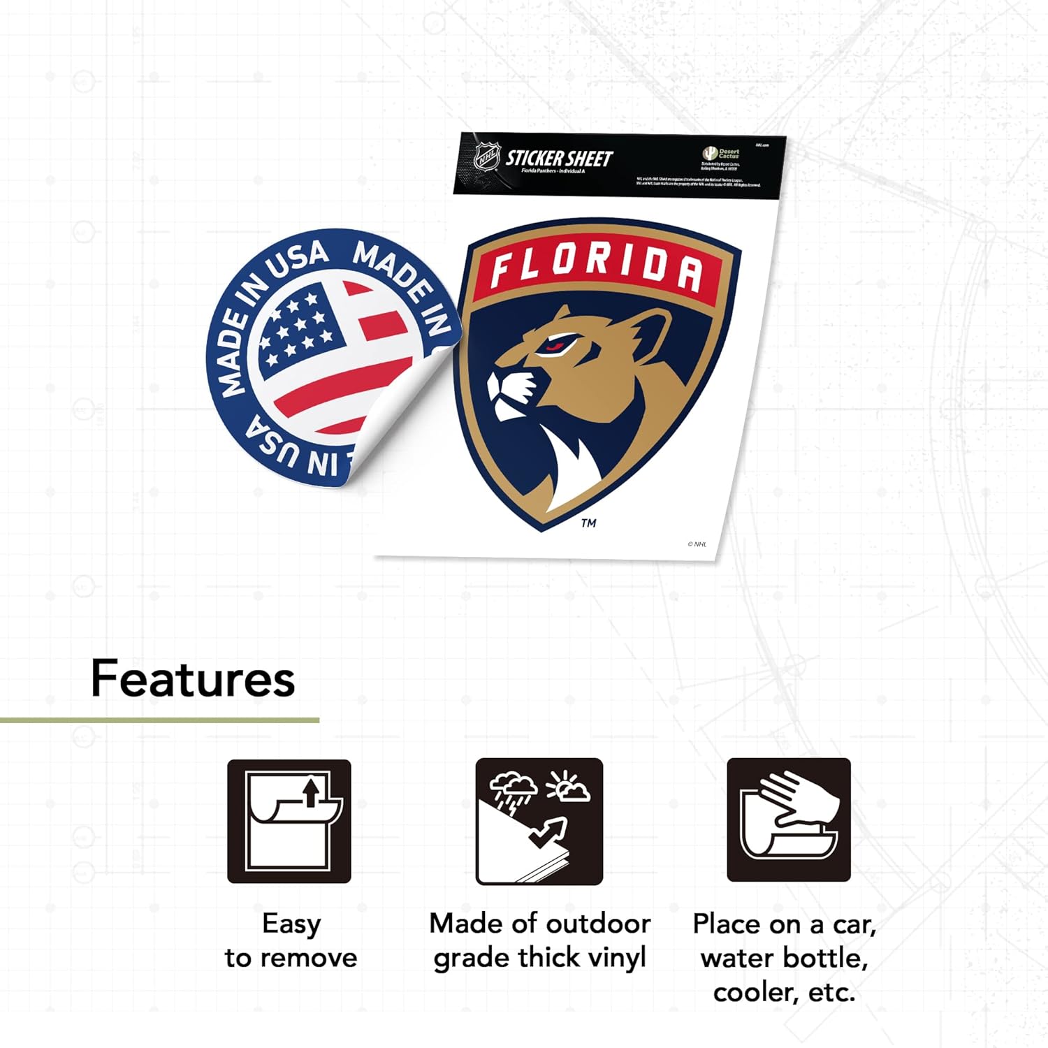 Desert Cactus Florida Panthers Sticker NHL Team National Hockey League Vinyl Decal Laptop Water Bottle Car Scrapbook (Individual A) - Image 3