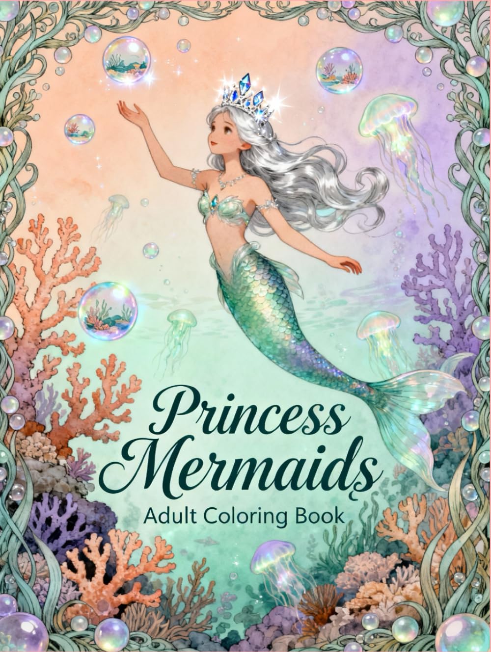 Princess Mermaids Coloring Book for Adults: A Relaxing Coloring Journey into a Magical World of Royal Mermaids, Ocean Beauty, and Fantasy Art
