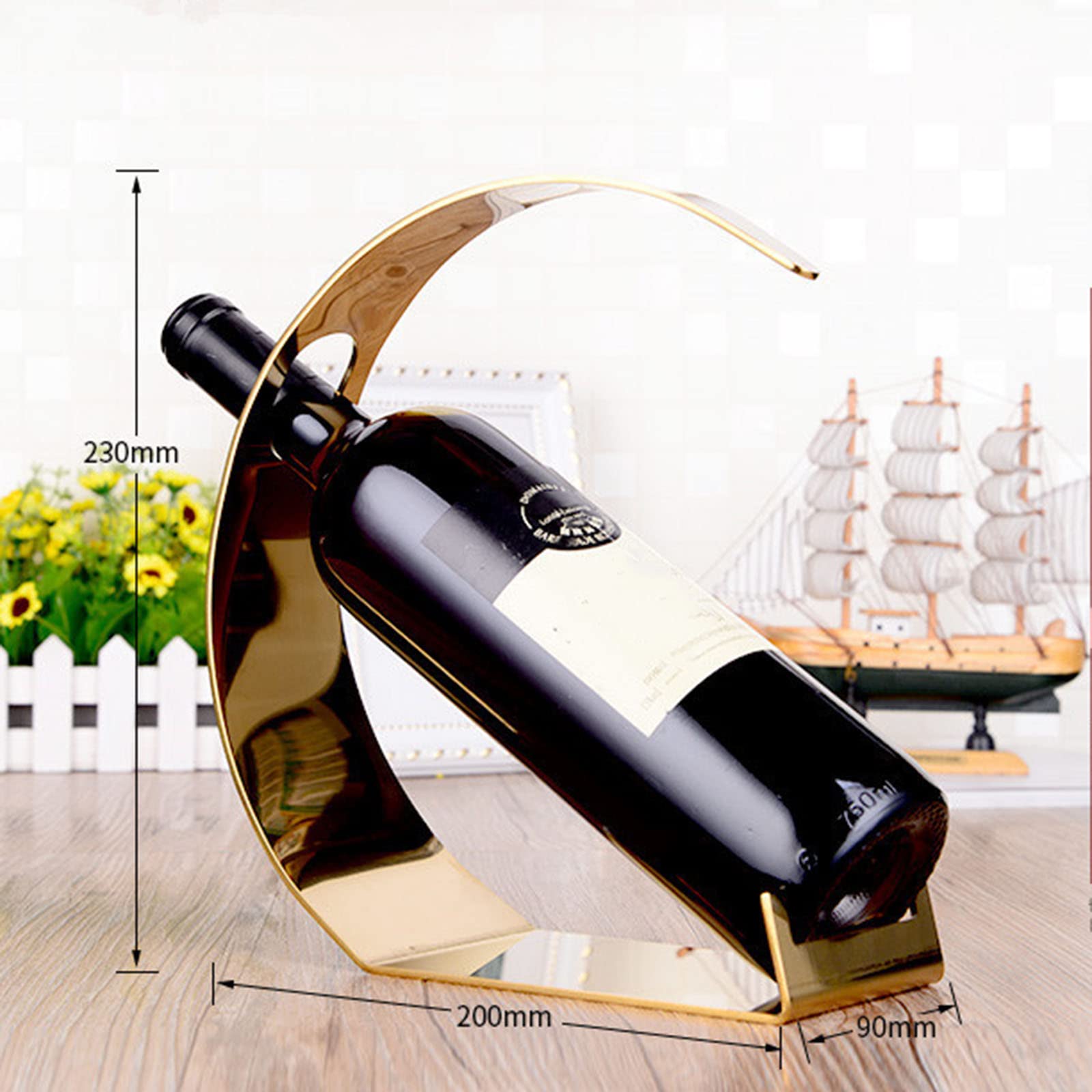 JUSHZ Botelleros Y Armarios para Vino Botellero Madera Metal Portabotellas De Vino Acero Inoxidable Adorno De Cocina para El Hogar (200x90x230mm,Silver)