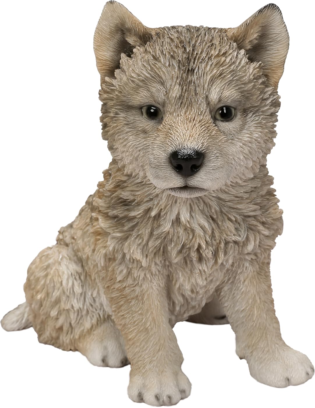 Vivid Arts Wolf Cub Sitting Lifelike Garden Ornament - Indoor or Outdoor