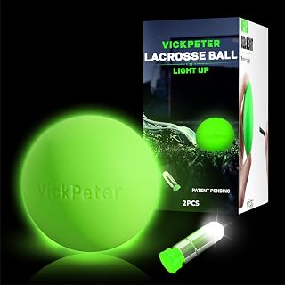 vickpeter Glow in the Dark Lacrosse Balls 2-Pack - Official Size LED Light Up for Night Training, Indoor/Outdoor Practice & Gifts for Boys Girls