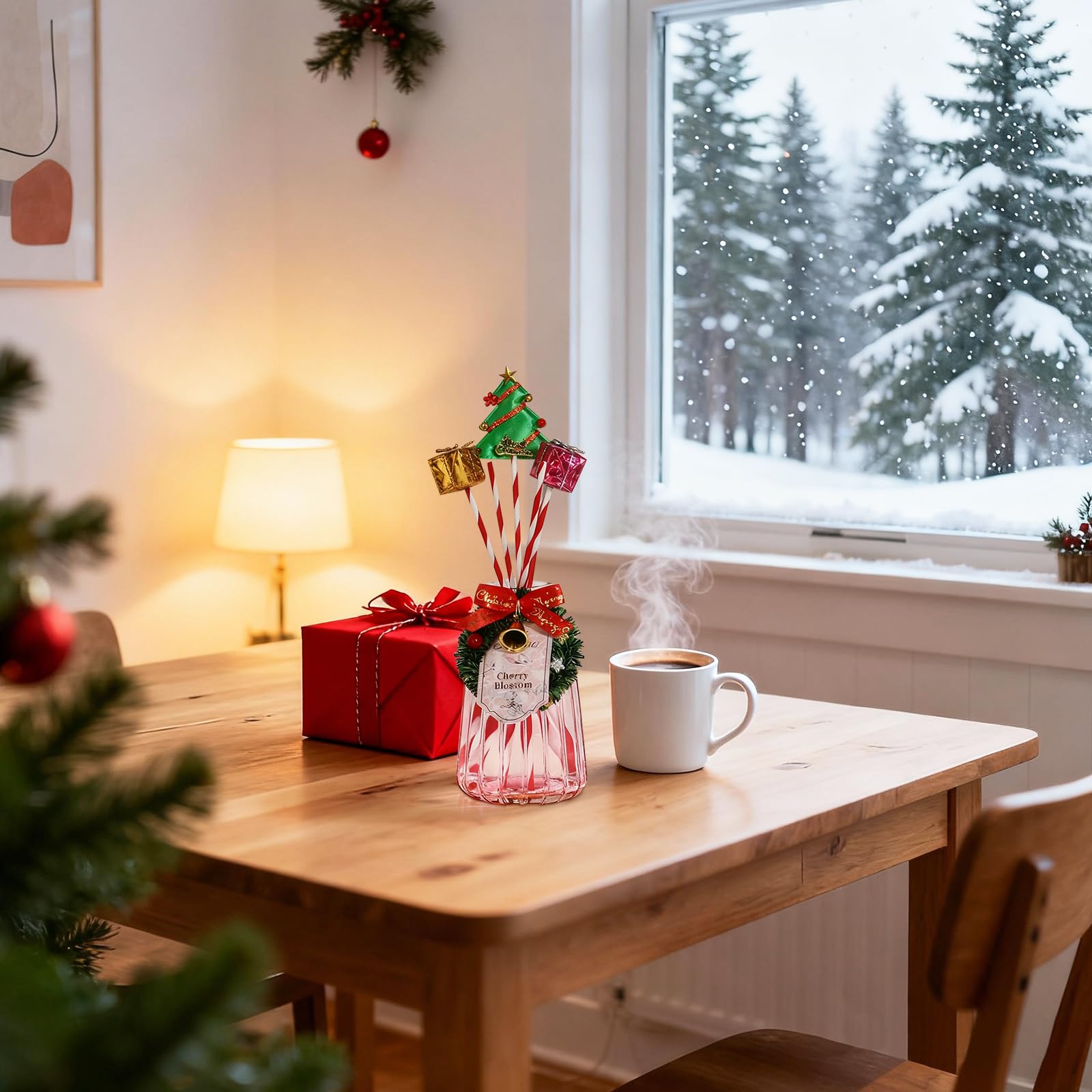 DIUFJAG 2 x 180 ml – Cherry Blossom/Osmanthus,Christmas Fioritura di Ciliegio Profumo per Ambienti con 12 Bastoncini,Natale Diffusore Profumo Ambiente per Bagno,Appartamento