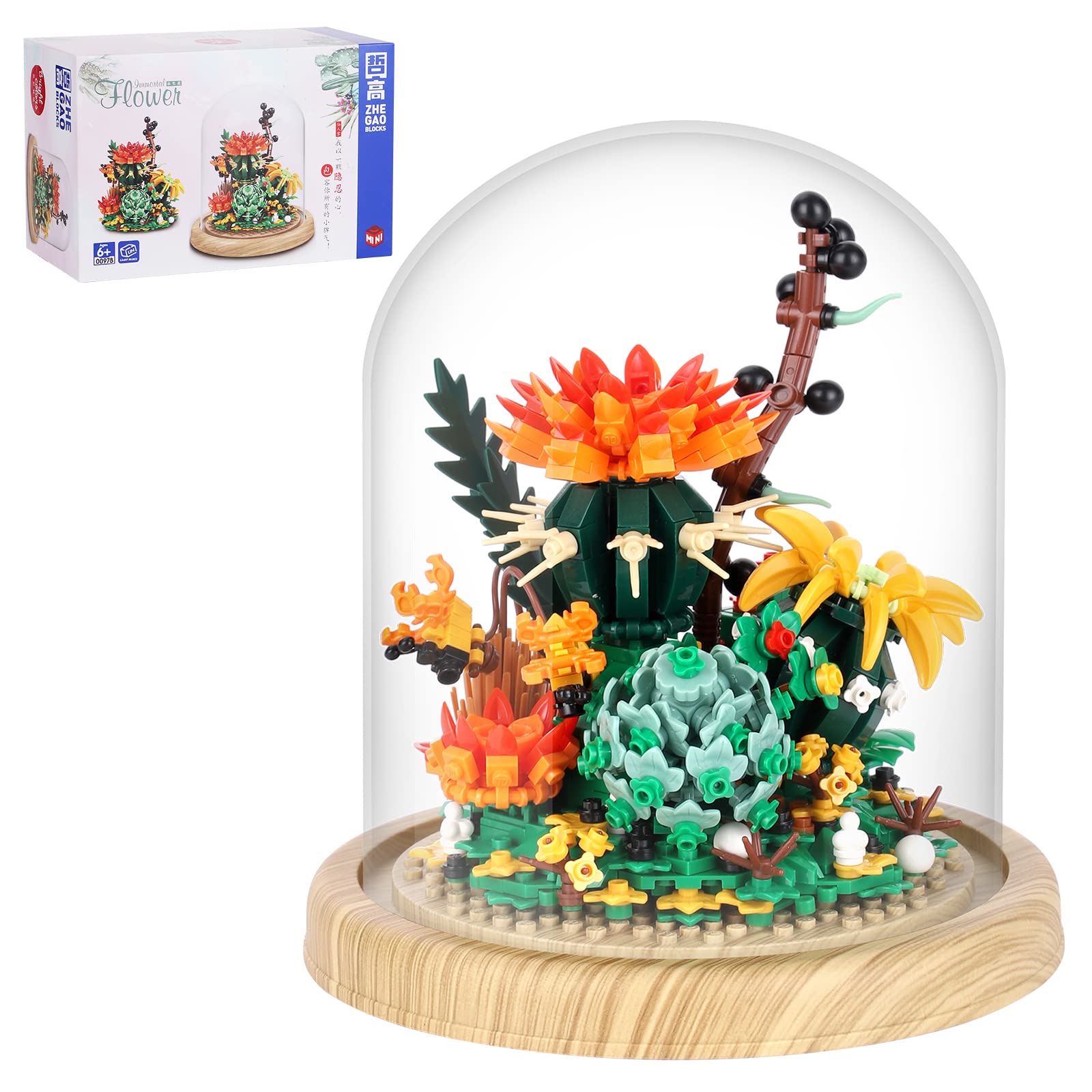 RSDHFLY Blumen-Bouquet Bausatz – Blumen Im Schuh, 998 Teile, 17x13,5x17,5 Cm, Für Erwachsene & Kinder