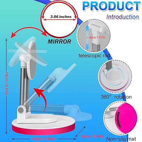 Miniatura 2 de Un espejo de escritorio con un soporte móvil que se puede compartir y utilizar con un teléfono móvil, espejo de viaje compacto de metal retro,