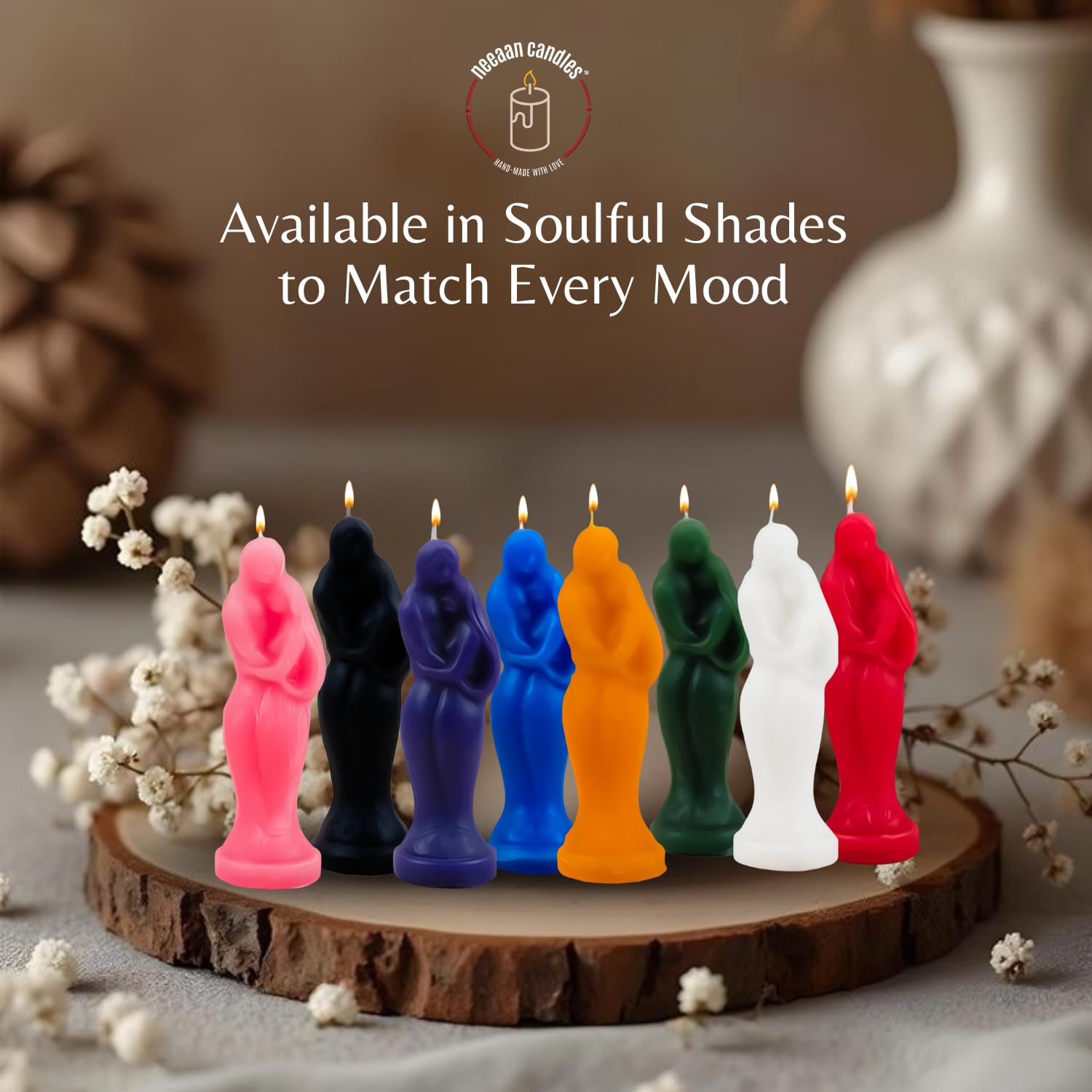 NeeaaN Romantic Couple Candles – Soy Wax for Meditation, Healing & Stress Relief | Enhance Romance & Serenity | Long-Lasting Burn | Calming Ambiance for Love, Self-Care (Red, Pack of 6) 3