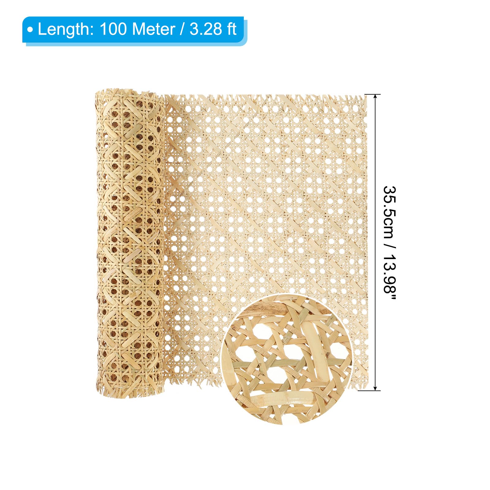 PATIKIL Cane Rattan Webbing Roll 14" Width x 3.3 Ft - Image 2