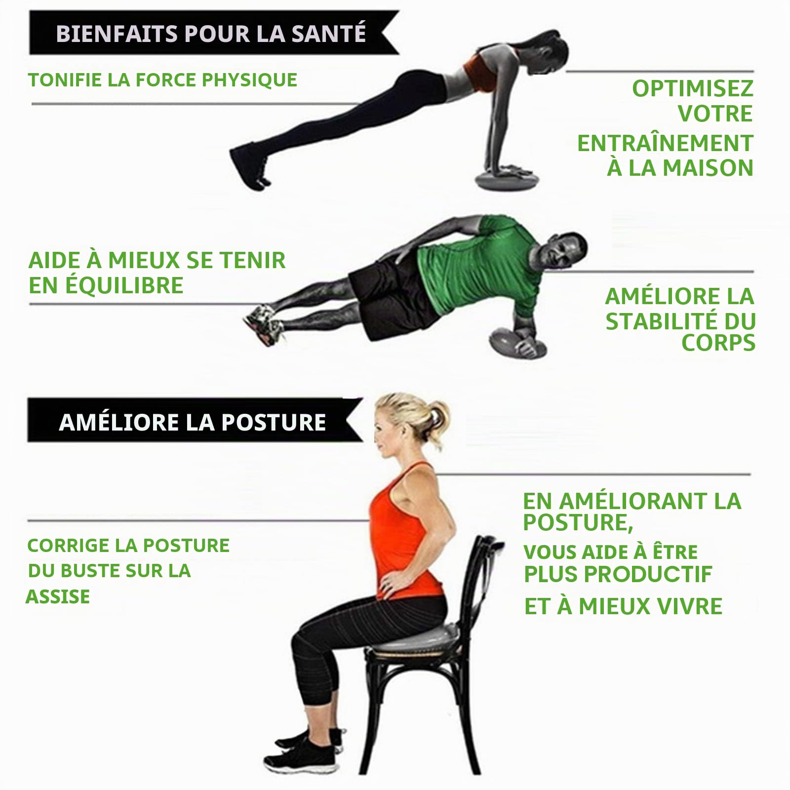 Balance Coussin Proprioceptif améliore la stabilité et l'équilibre, gonflable, PVC Anti-éclat | Accueil Fitness Yoga Pilates Réhabilitation