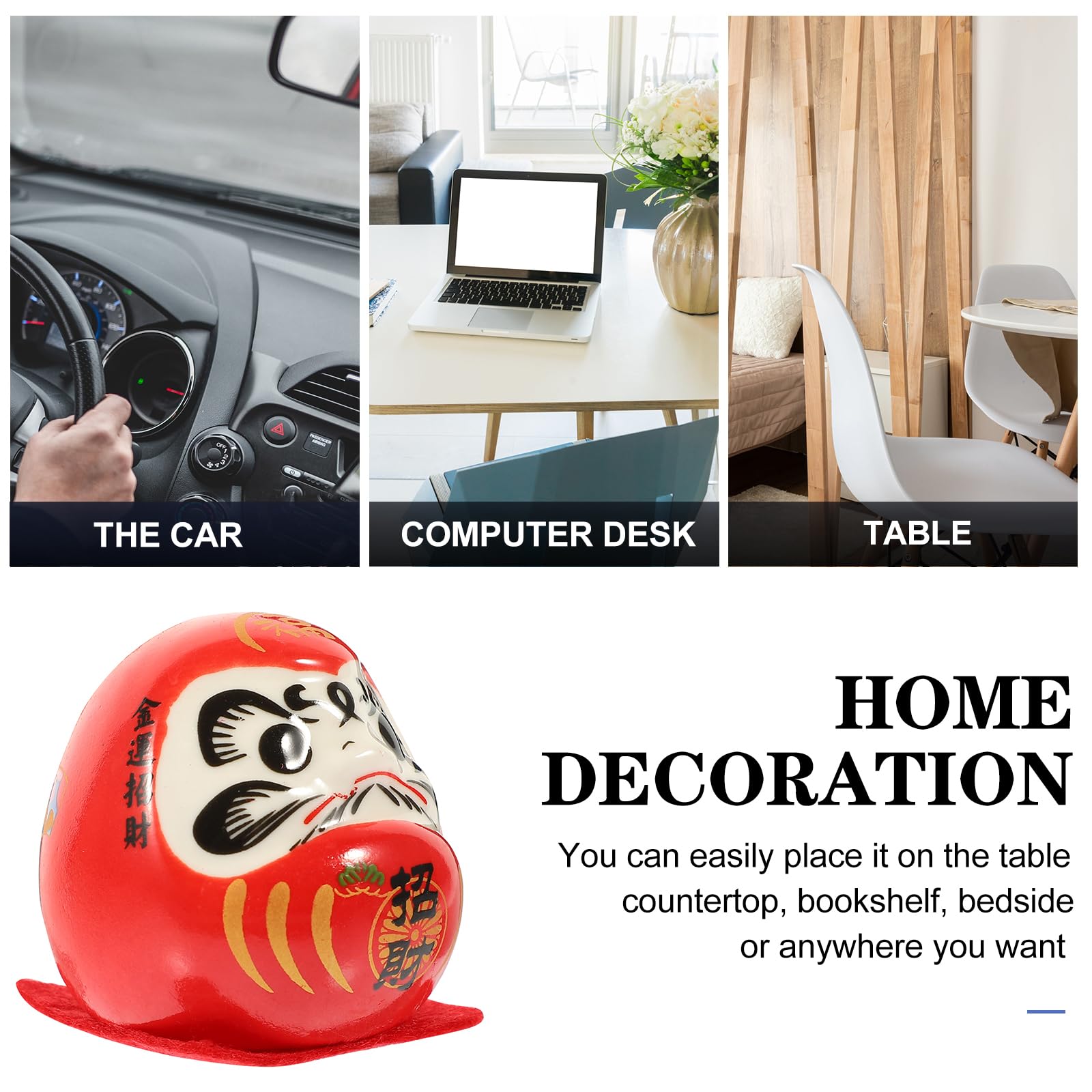 Amosfun Ceramica Figurina Giapponese Portafortuna 1.85 Pollici Decorazione Feng Shui Rosso