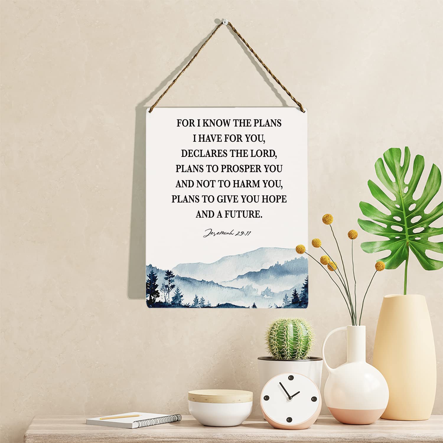 Christian Wall Decor, Bible Verse Wall Decor Wooden Hanging Sign, Serenity Prayer Wall Art, Jeremiah 29:11, Scripture Wall Art Decor for Farmhouse Home Porch Office Bedroom Bathroom, 8 x 10 Inches