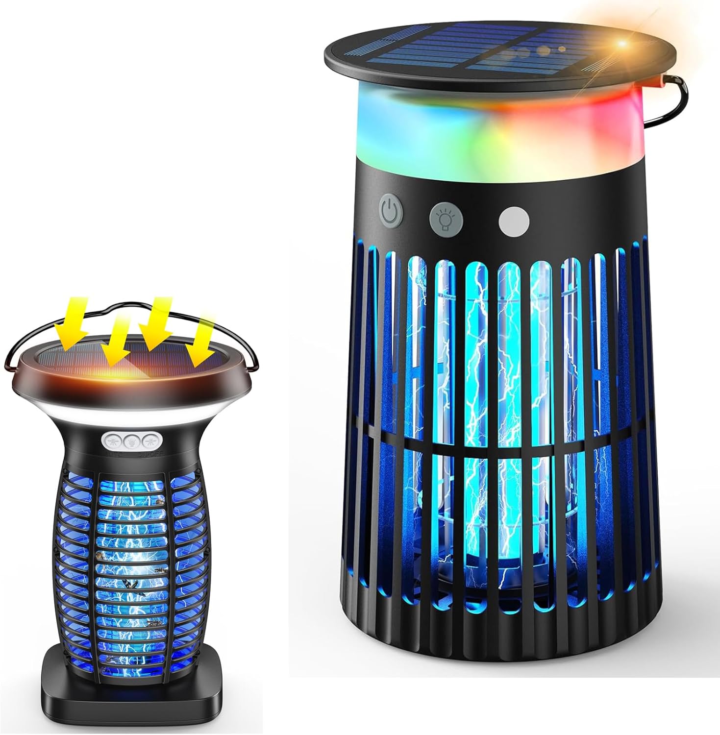 Solar Bug Zapper Outdoor, Waterproof Mosquito Zapper with RGB Light, 4200V Electric Bug Zapper Indoor, 4000mAh Rechargeable Mosquito Killer, Cordless Fly Zapper for Patio Backyard Kitchen Camping