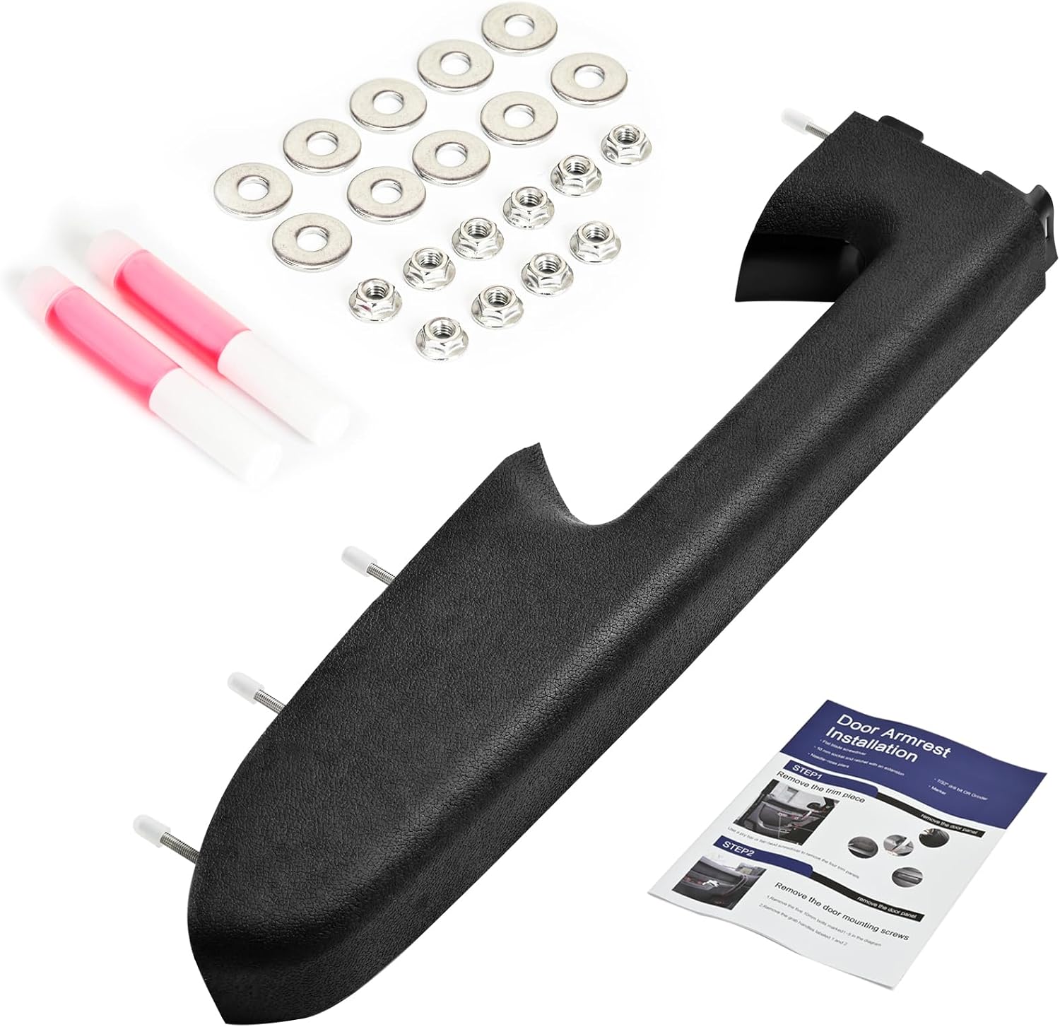 22818465 Front Left Driver Side Armrest Repair Kit Compatible with 2010-2014 Chevy Silverado and GMC Sierra 1500 2500HD 3500HD, Replaces for Door Release Handle Below Vertical Armrest, Black