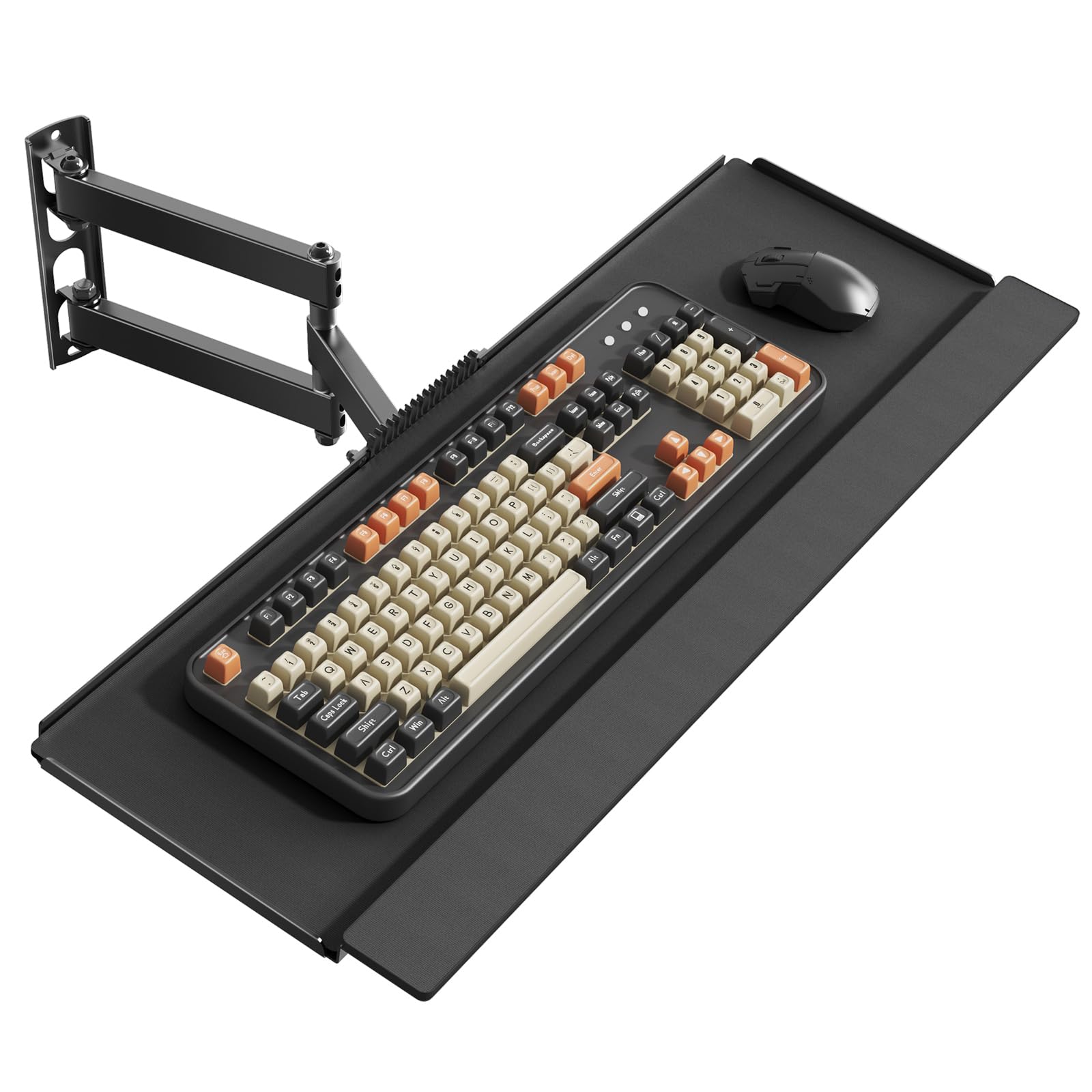 PUTORSEN Supporto da parete per tastiera con braccio girevole – Supporta 9kg, inclinazione -20° a 3°, rotazione ±180°, ergonomico per home office e officina, nero