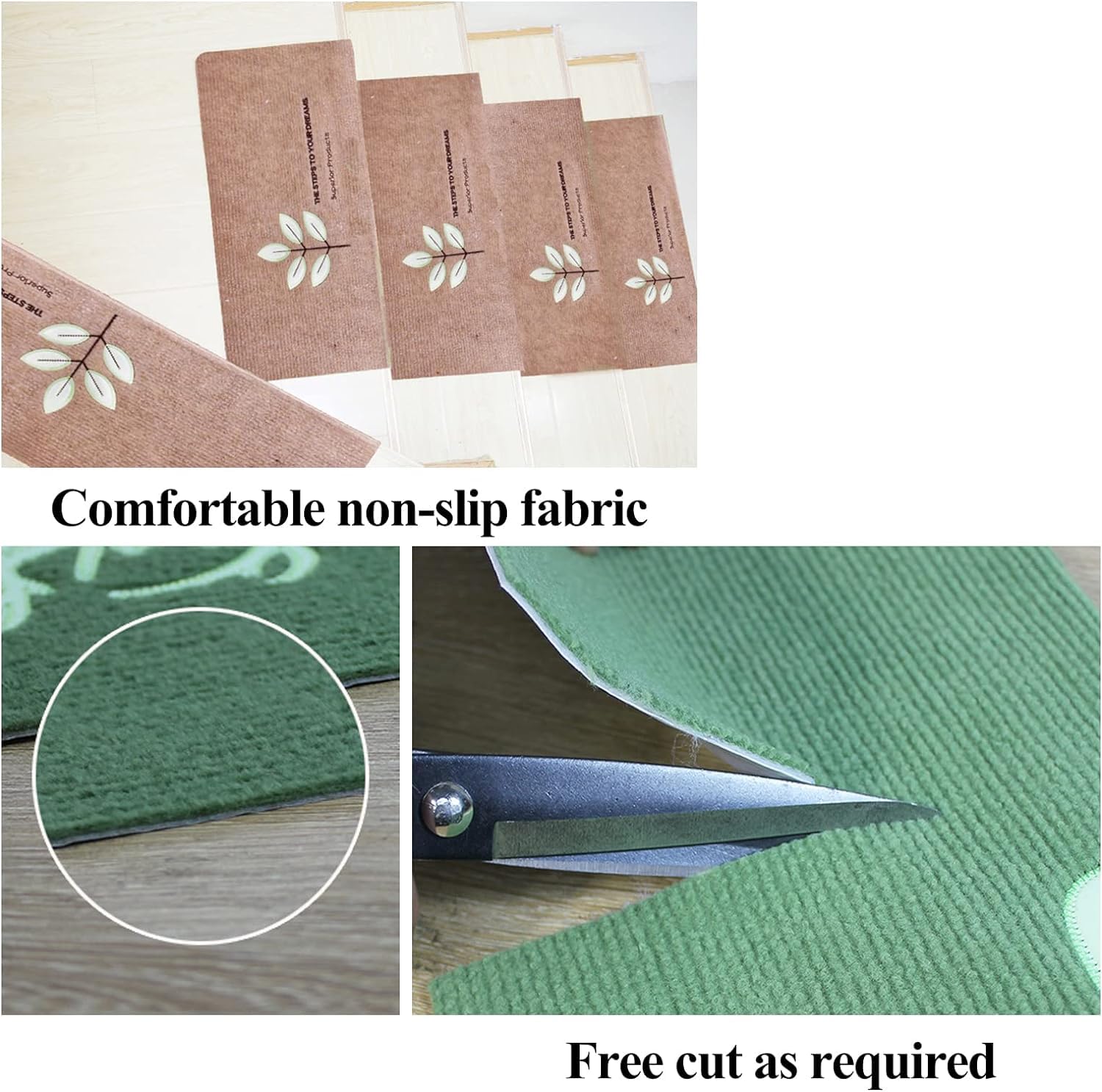Lot de 15 dalles de moquette autocollantes antidérapantes pour marches en bois, protections d'intérieur douces, faciles à appliquer et à entretenir, parfaites pour la sécurité de la maison