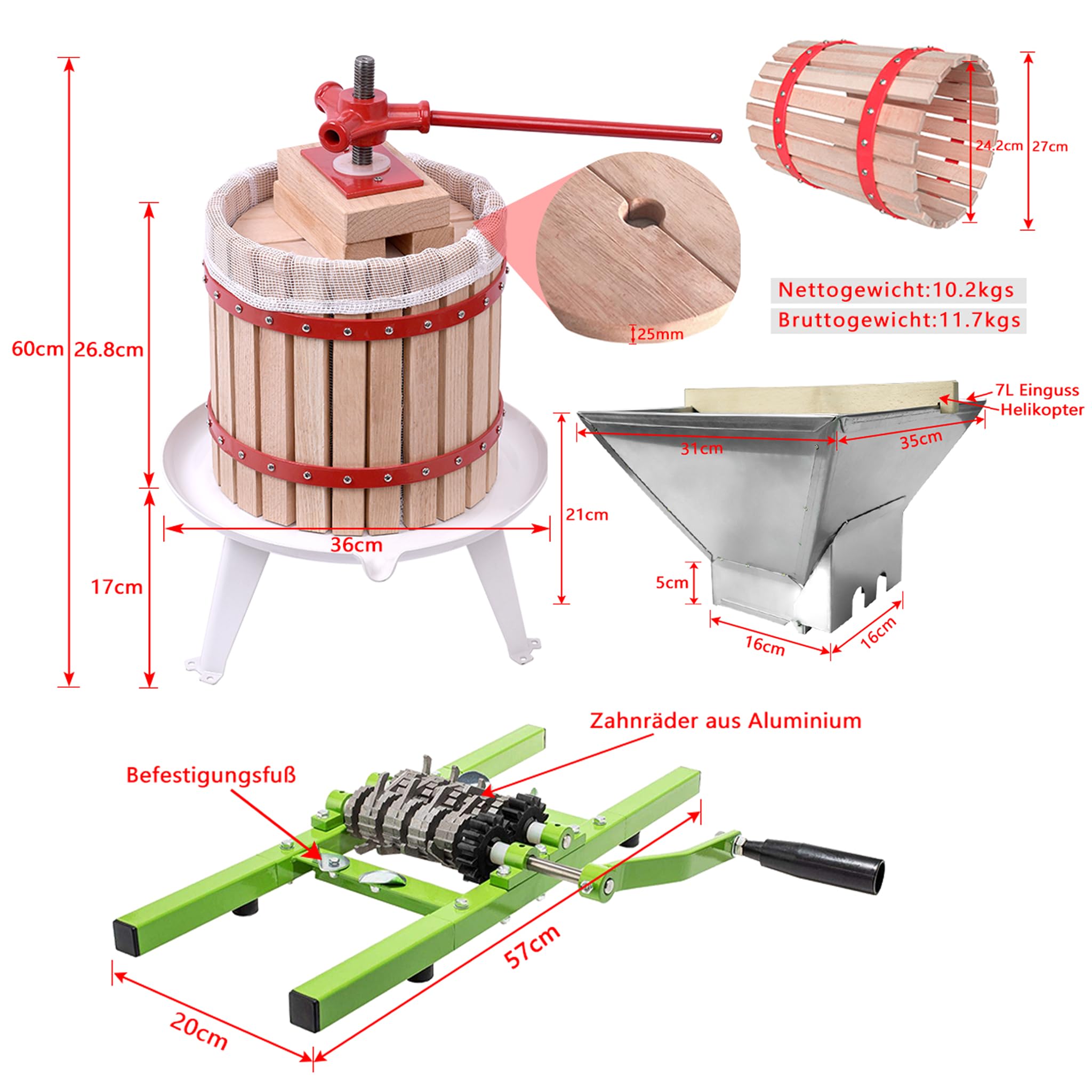 KuKoo Fruit Crusher & 12 Liter Fruitpers - Monster Shop NL