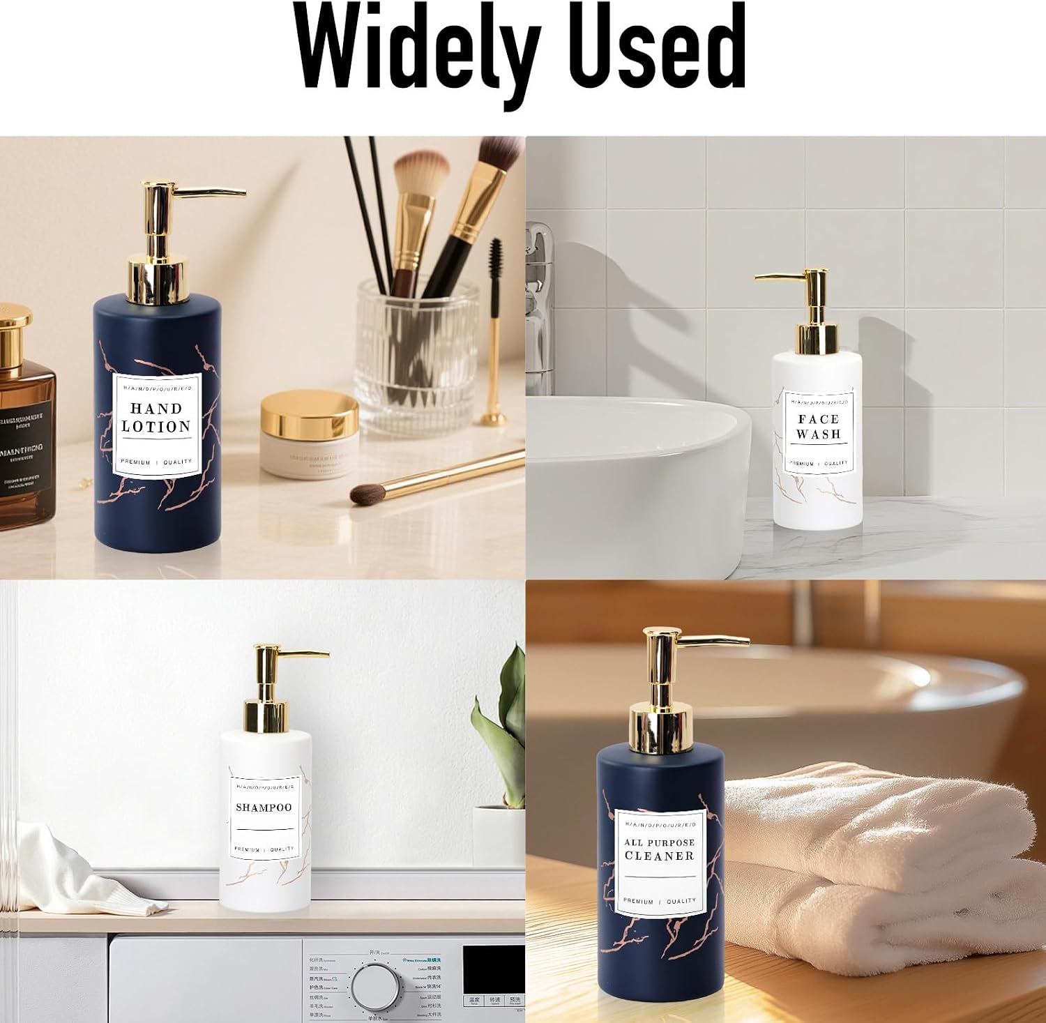 2PCS Marble Pattern Soap Dispenser, 10.8oz Refillable Pump Set
