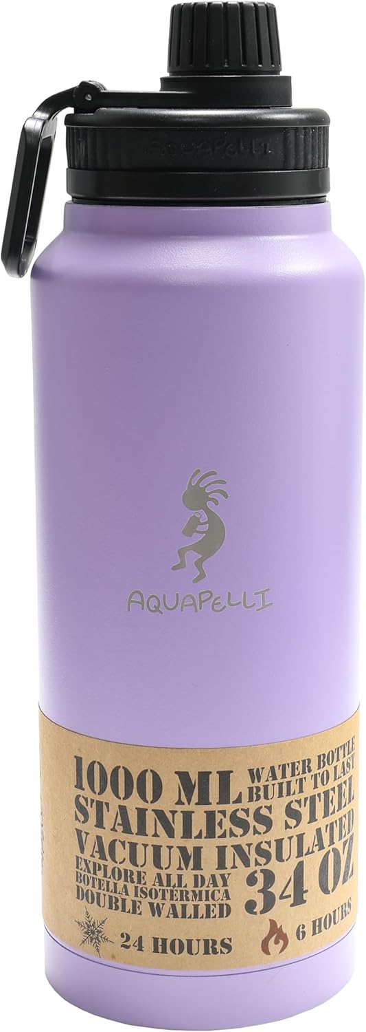 Aquapelli Viola Purple Vacuum Insulated Water Bottle, 34 oz