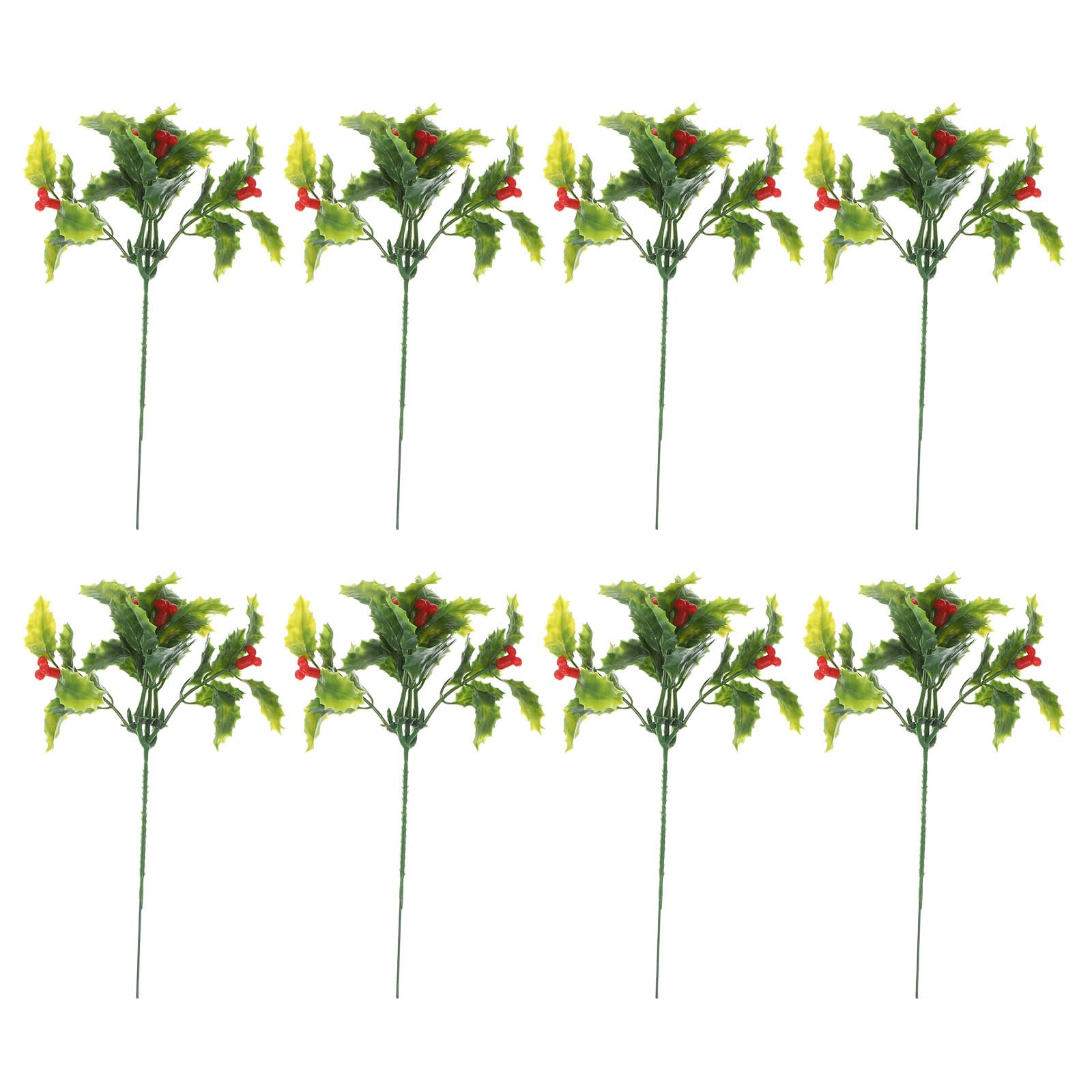 12 púas de Navidad Artificiales de Pino de Navidad, Tallos de Bayas Rojas, Hojas de Acebo para arreglos de, decoración de Invierno