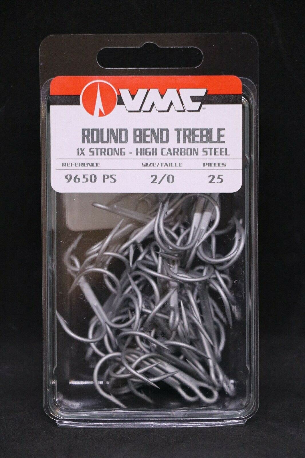 VMC 9650PS Perma Steel Treble Hooks - Size 2/0 - Pack of 25 - 9650 Carbon Hooks