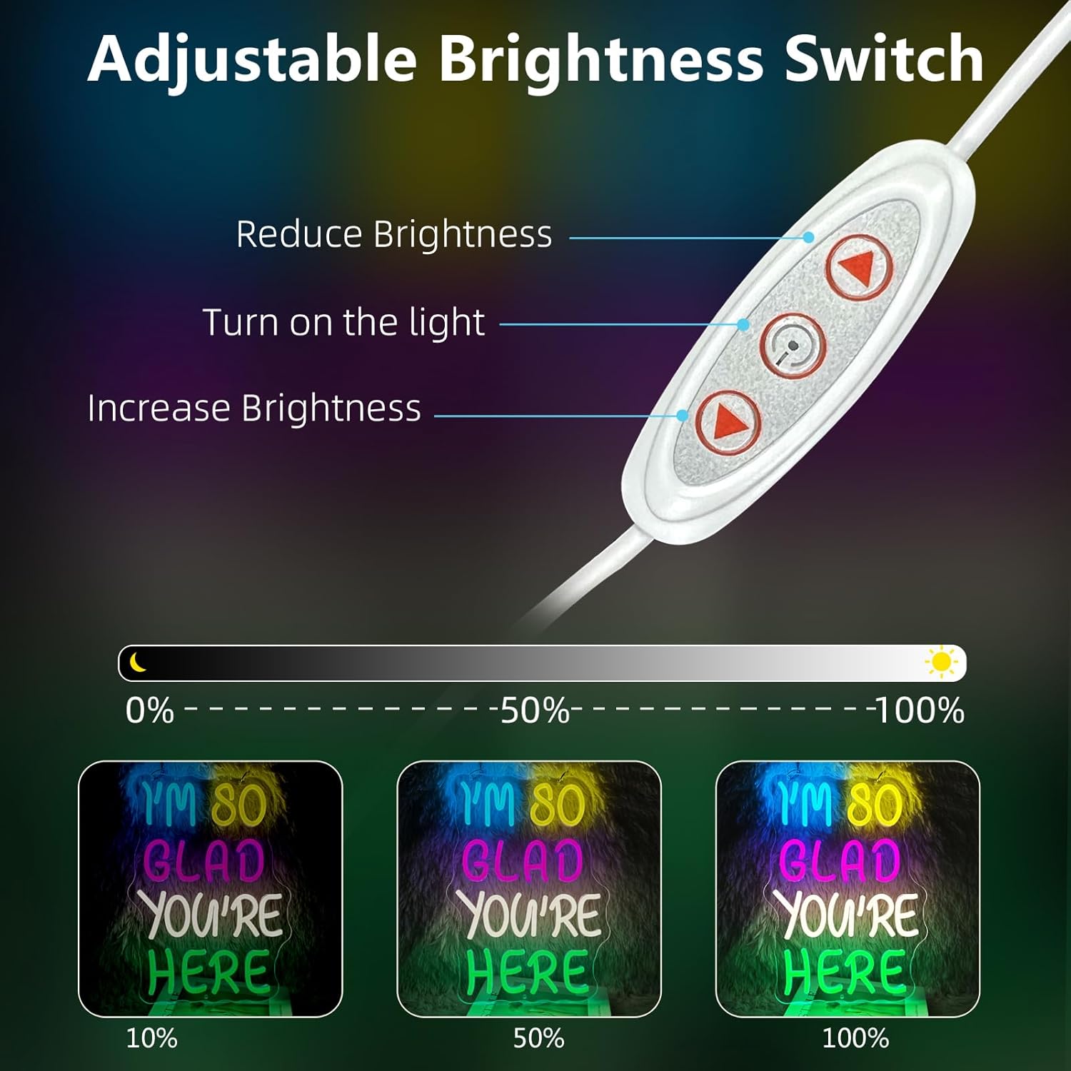 I’m So Glad You’re Here Neon Sign Dimmable USB Powered Home Led Neon Sign For Kids Room Welcome for Classroom Neon Light Up Sign School Opening Ceremony Decorations Gifts 14.8''×10.6''