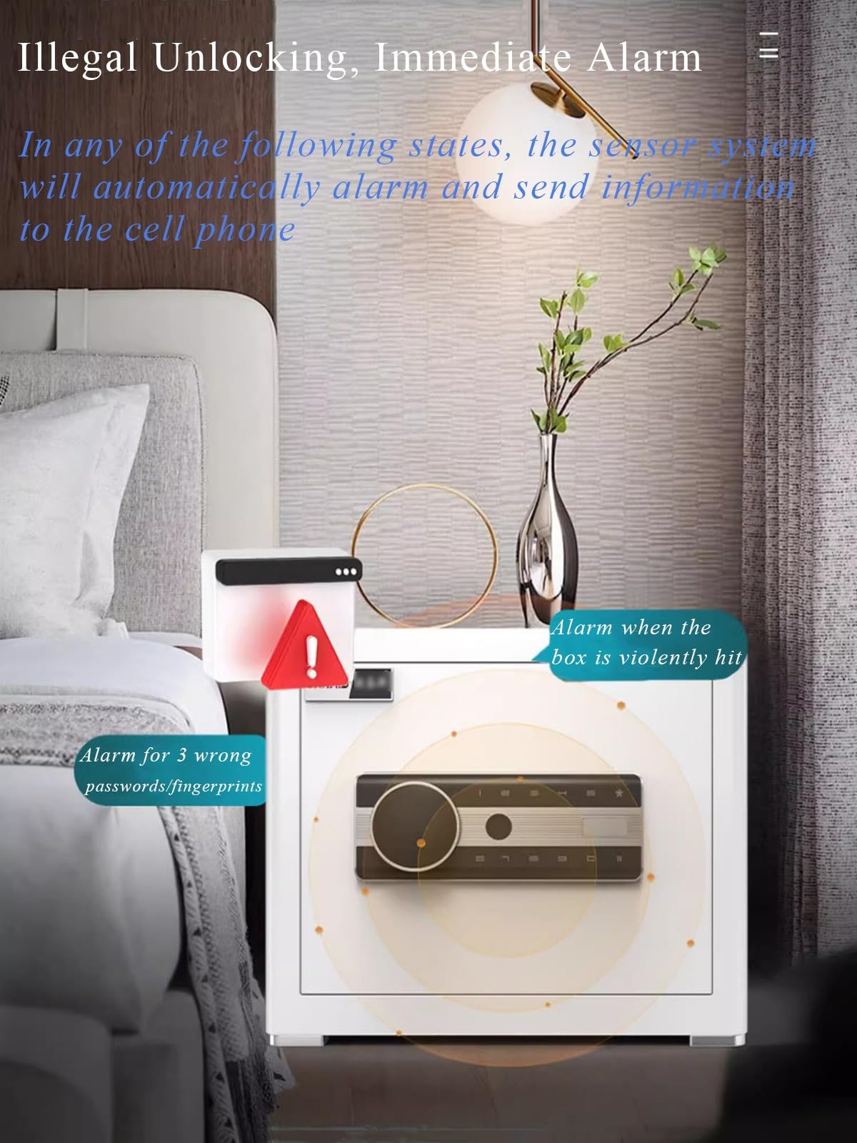 Home Smart Safe, Cassaforte Antifurto con Impronta Digitale E Password per Camera da Letto, Soggiorno 40 Cm/45 Cm(Weiß,40CM)