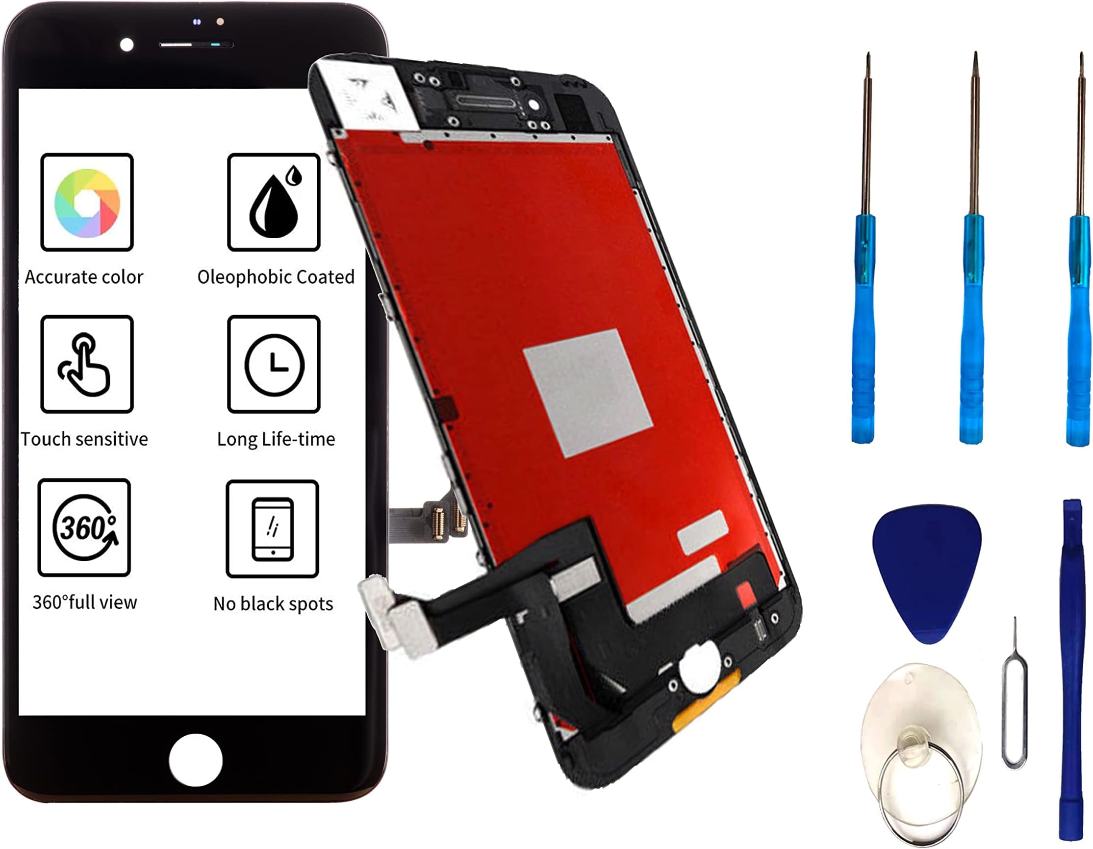 LCD Display Touch Screen Digitizer Display Replacement for iPhone 8 4.7 Inch Full Assembly with Repair Tool Kits Black
