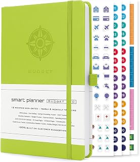 Smart Planner Budget Book – A5 Size 8.6 x 5.7 inches – Undated Budget Planner Organizer with Calendars, Debt Tracker, Expense Sheets, Savings Trackers and More – Inner Pocket for Receipts (Mint Green)