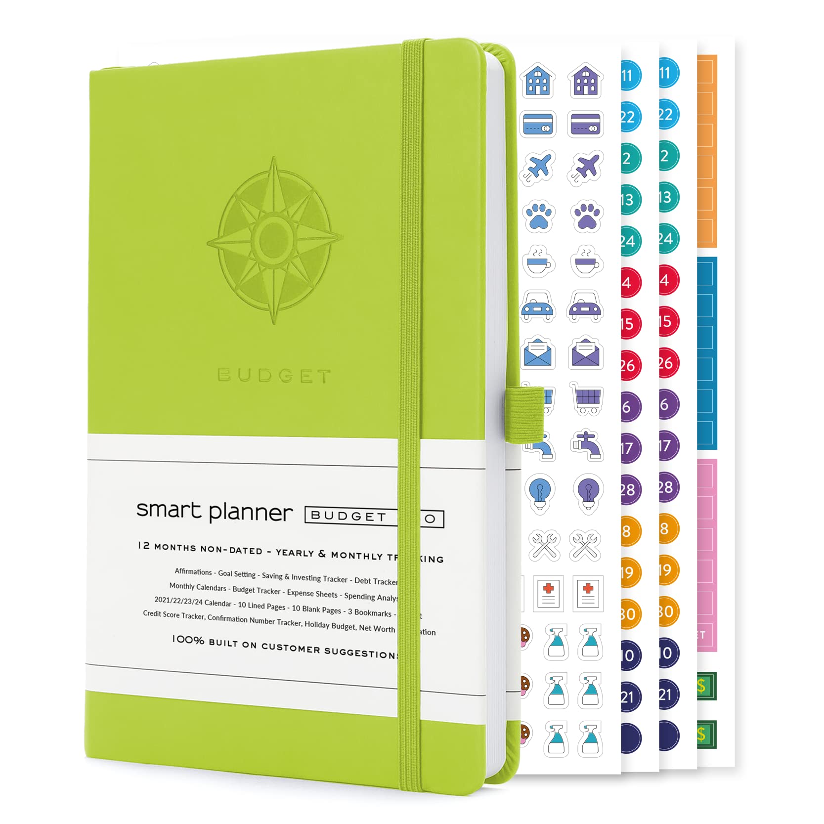 Smart Planner Budget Book – A5 Size 8.6 x 5.7 inches – Undated Budget Planner Organizer with Calendars, Debt Tracker, Expense Sheets, Savings Trackers and More – Inner Pocket for Receipts (Mint Green)